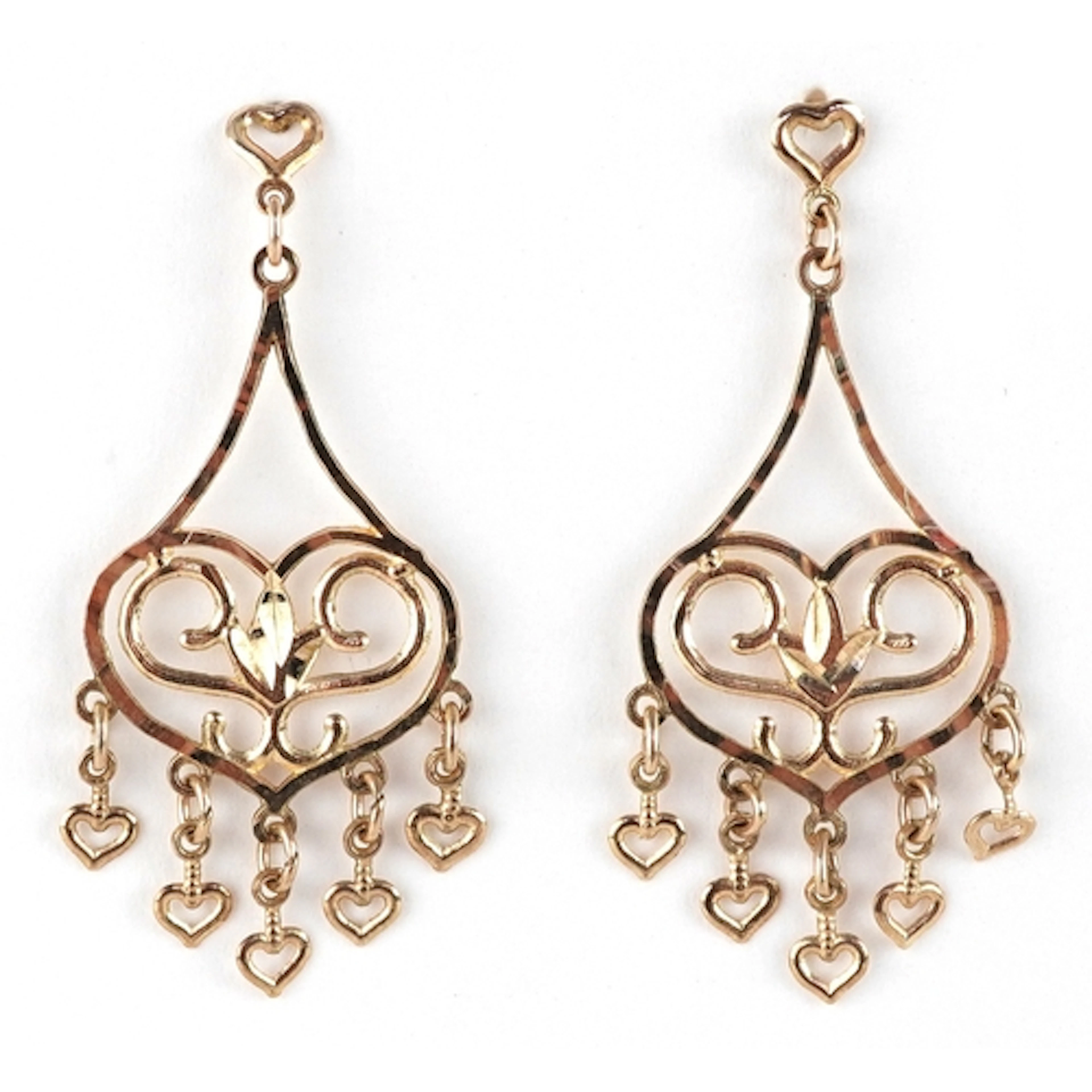 Pair of 9ct gold openwork drop earrings, 3.5cm high, total 1...