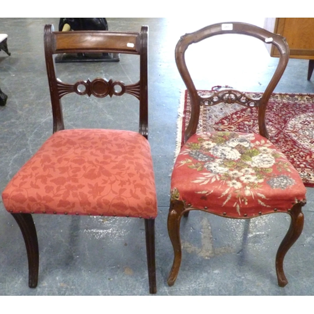Victorian mahogany dining chair and a parlour chair. (2)