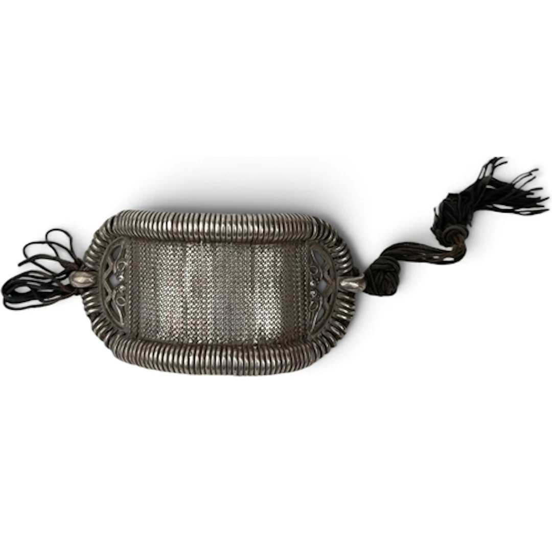 A 19TH C INDIAN FLEXIBLE SILVER ARMLET 18cm L Gross weight: ...