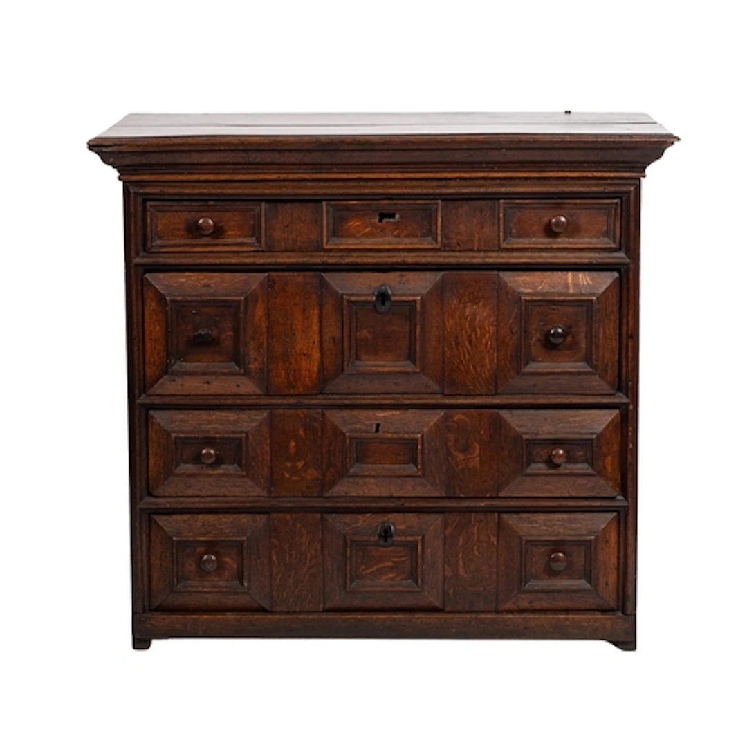 A William & Mary oak chest of drawers, late 17th century; th...