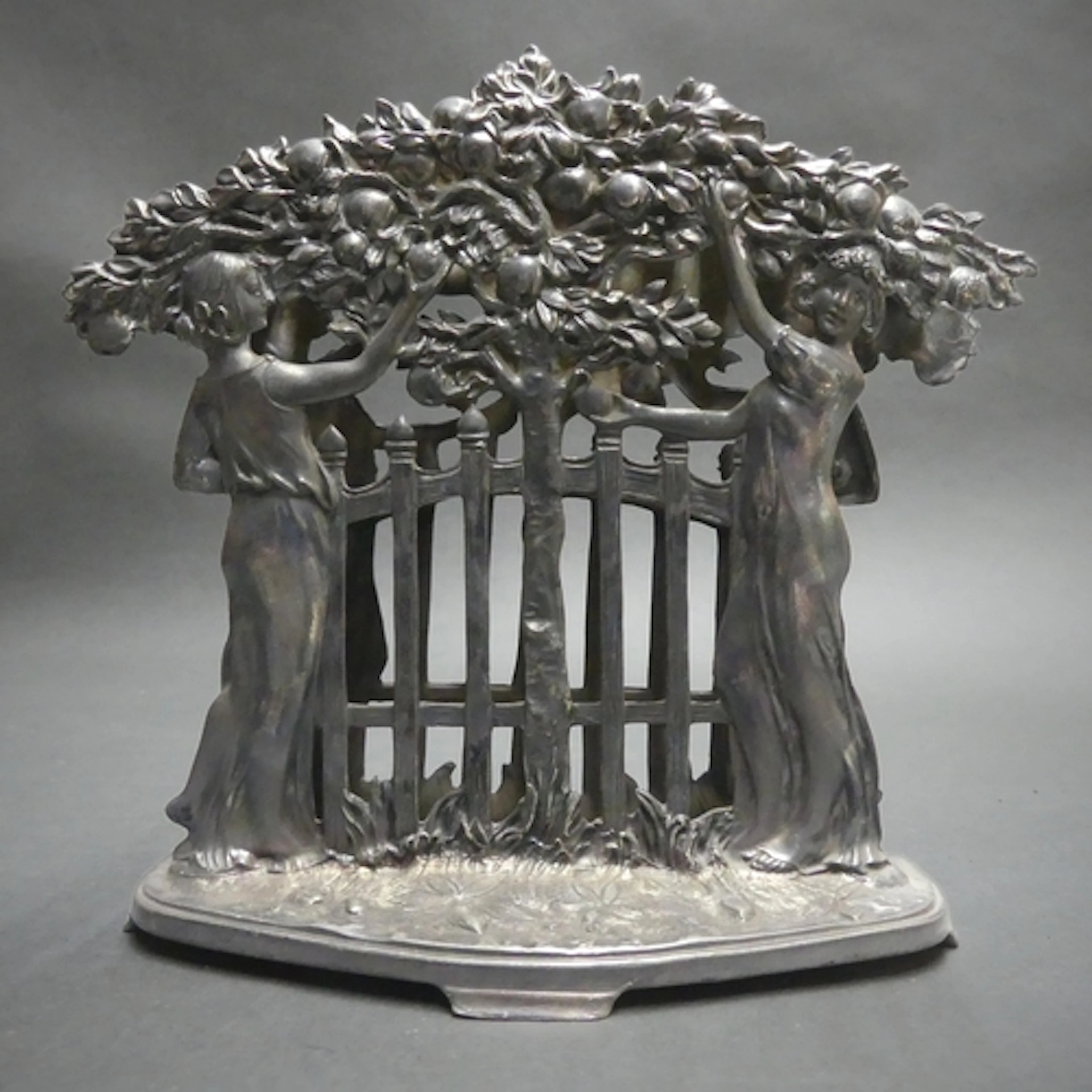 WMF - An Art Nouveau Brittania metal knife stand, ornate mir...