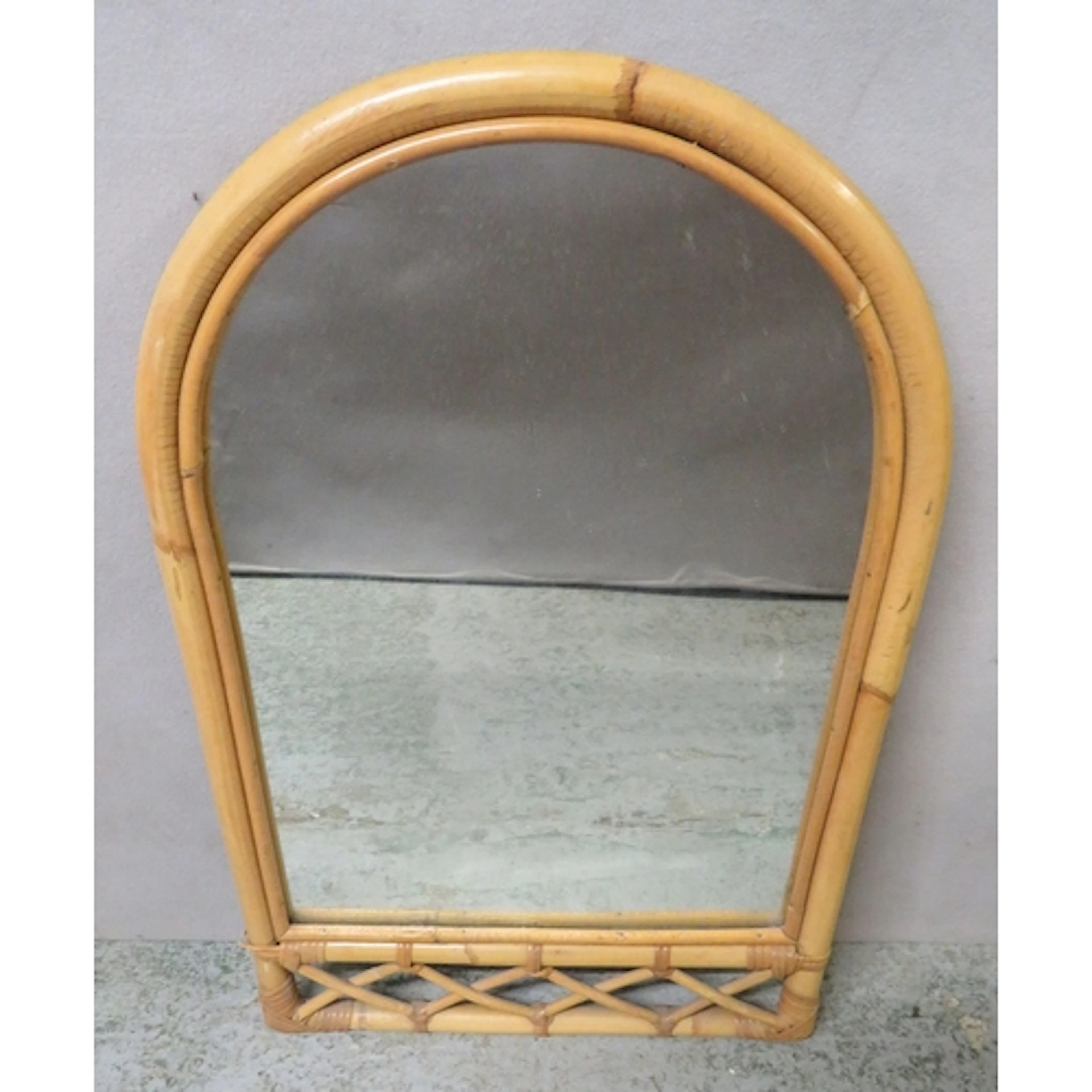 Domed Top Wall Hanging Mirror approx. 65cm H x 40cm W (BW)