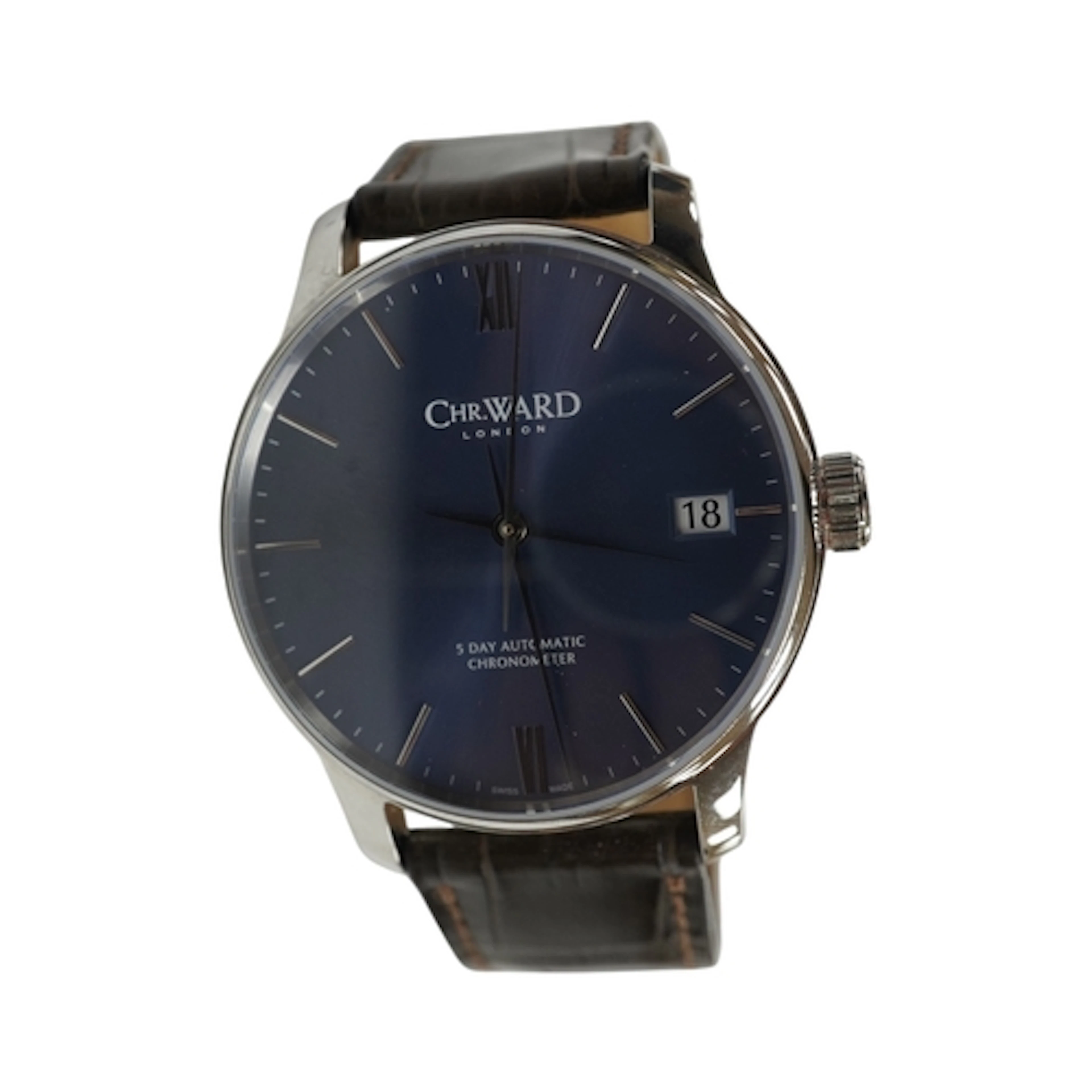 A gentleman's recent stainless steel Christopher Ward 5 day ...