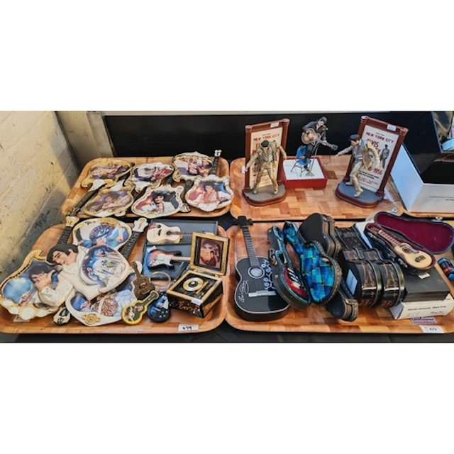 Four trays of Elvis Presley memorabilia to include: watch in...