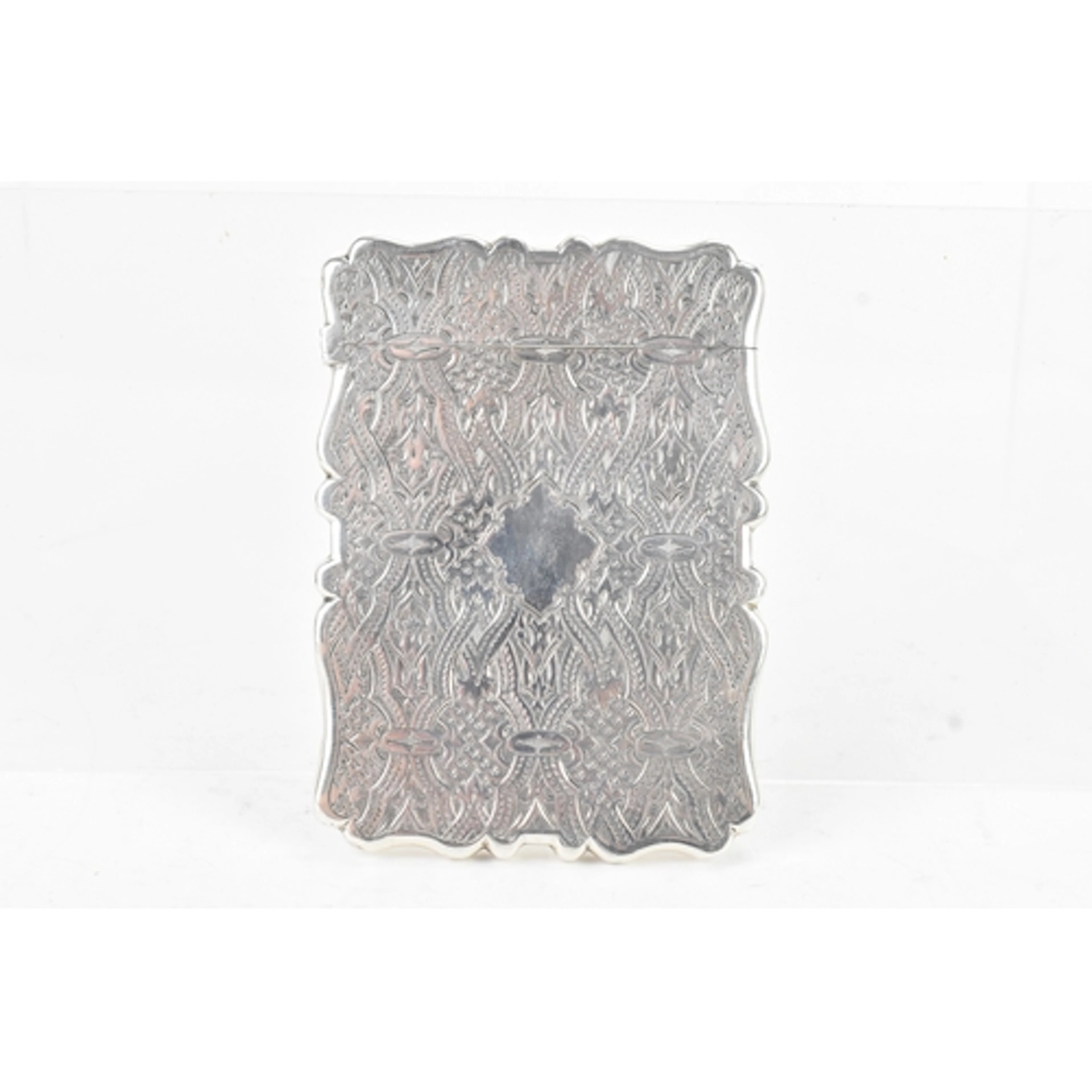 A Victorian silver card case, makers mark worn, hallmarked B...
