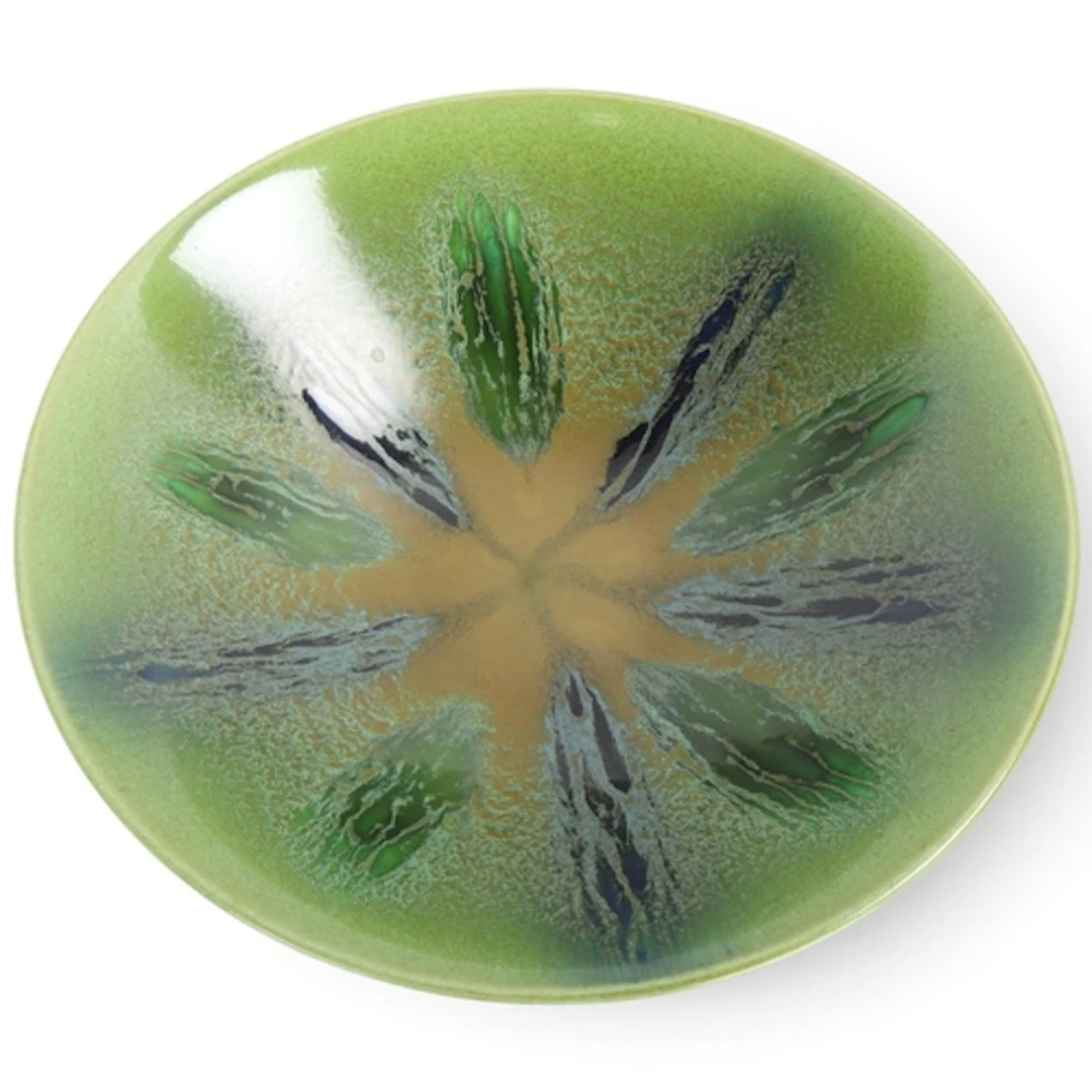 A large Poole Pottery Delphis range bowl, with rich green gl...