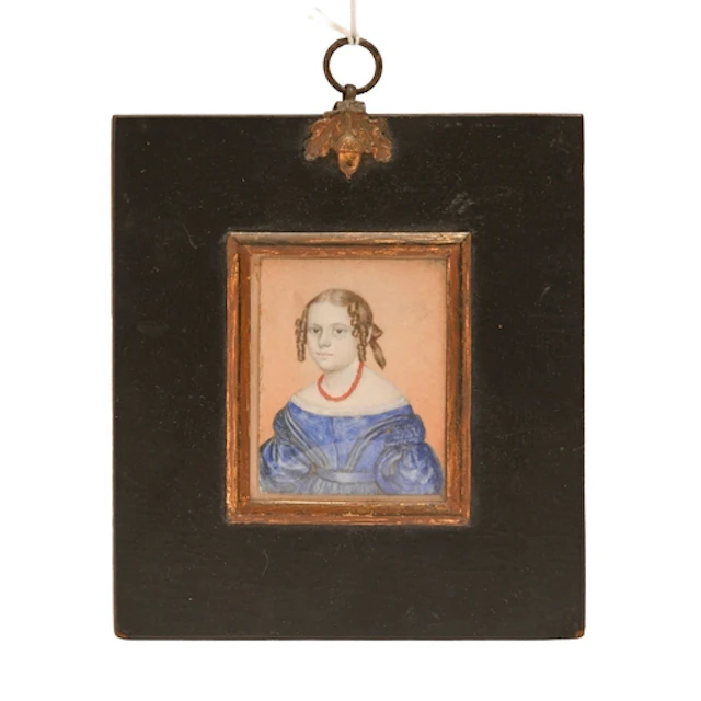 English School, c1830 - Portrait Miniature of a Girl, her ha...