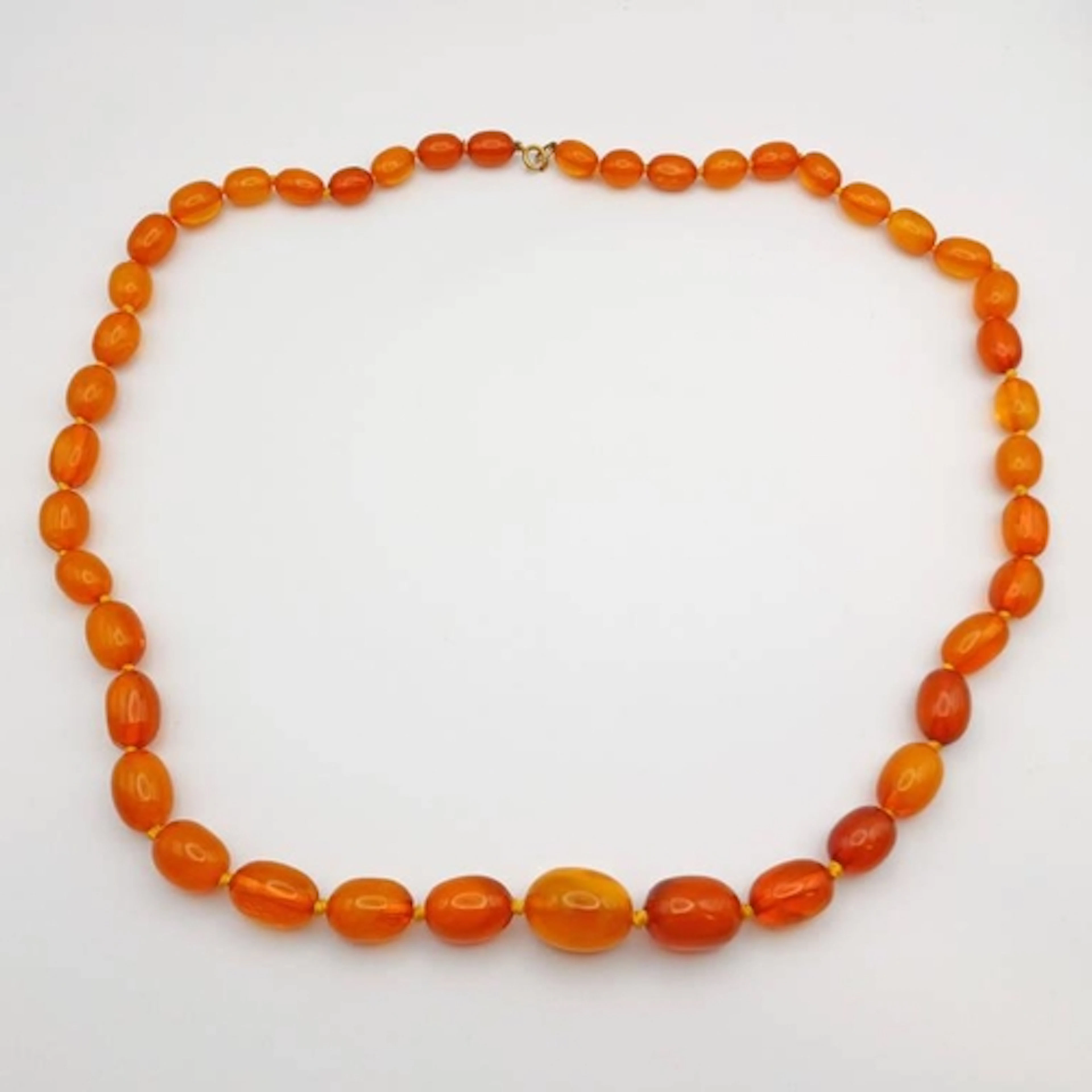 YELLOW AMBER BEAD NECKLACE - 80CM LONG, 76.5G, LARGEST APPRO...