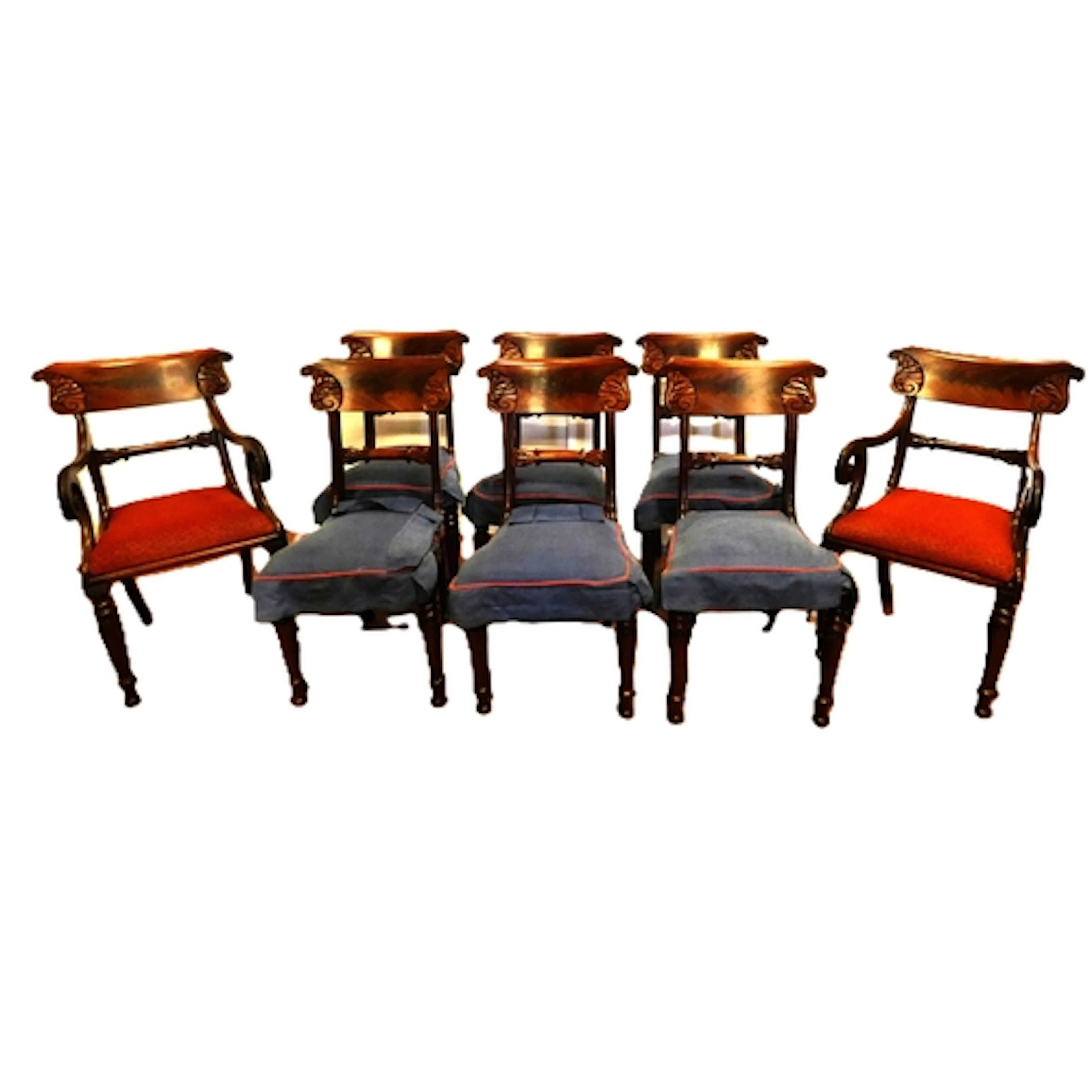 Set of eight WIlliam IV mahogany dining chairs, comprising o...