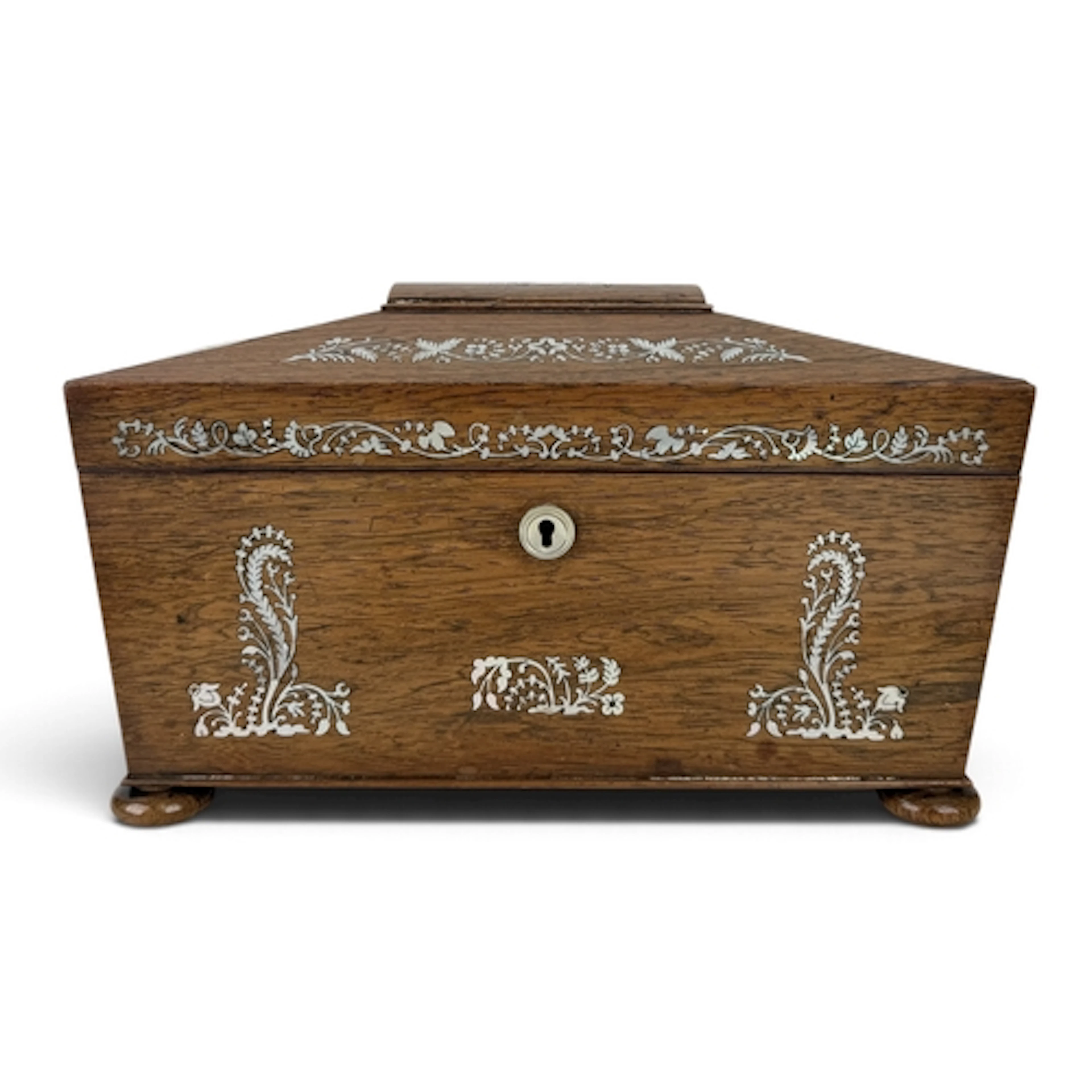 A 19TH CENTURY ROSEWOOD TEA CADDY 32cm x 15cm x 19cm...