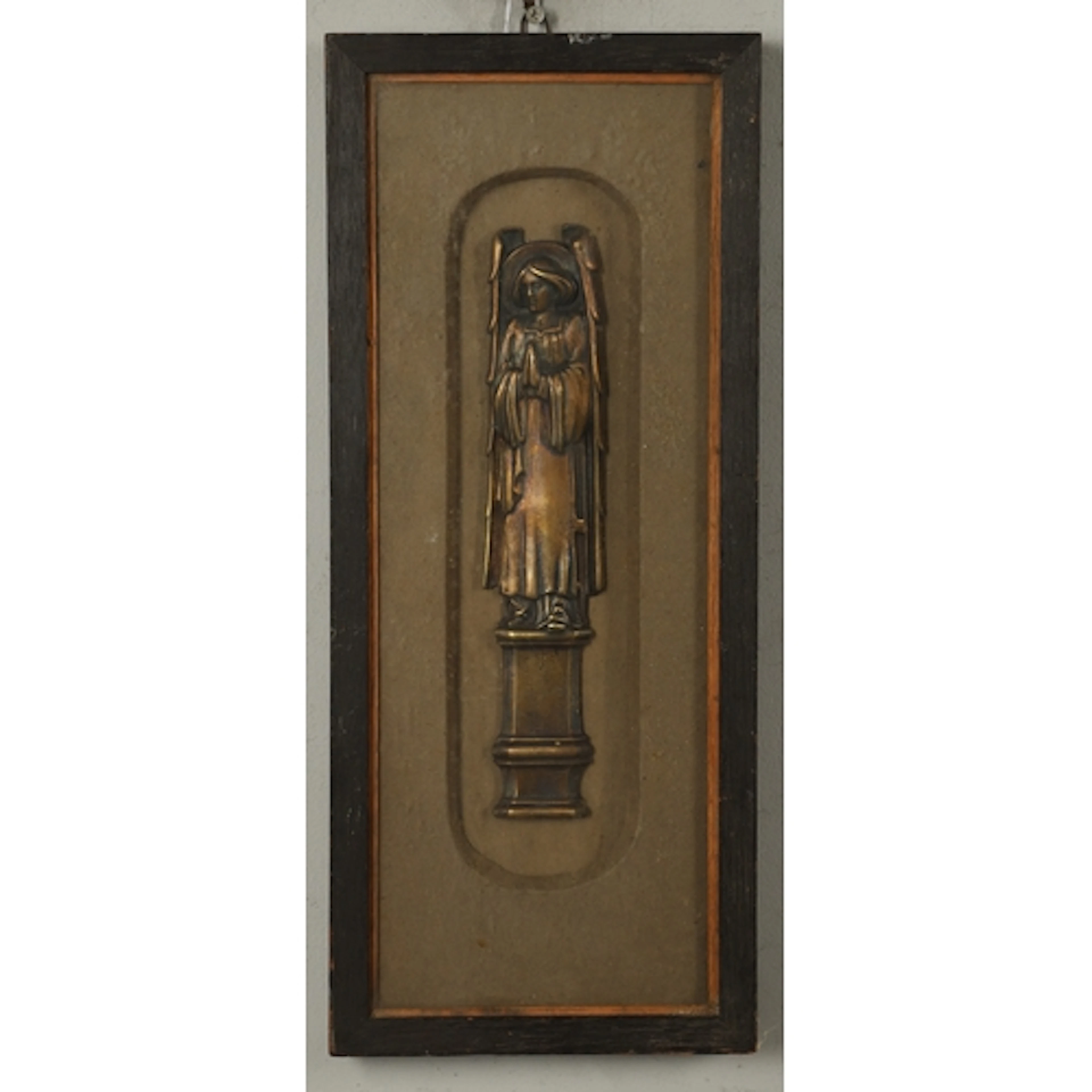 NELSON DAWSON (1859-1941). A FRAMED BRASS RELIEF OF AN ANGEL...