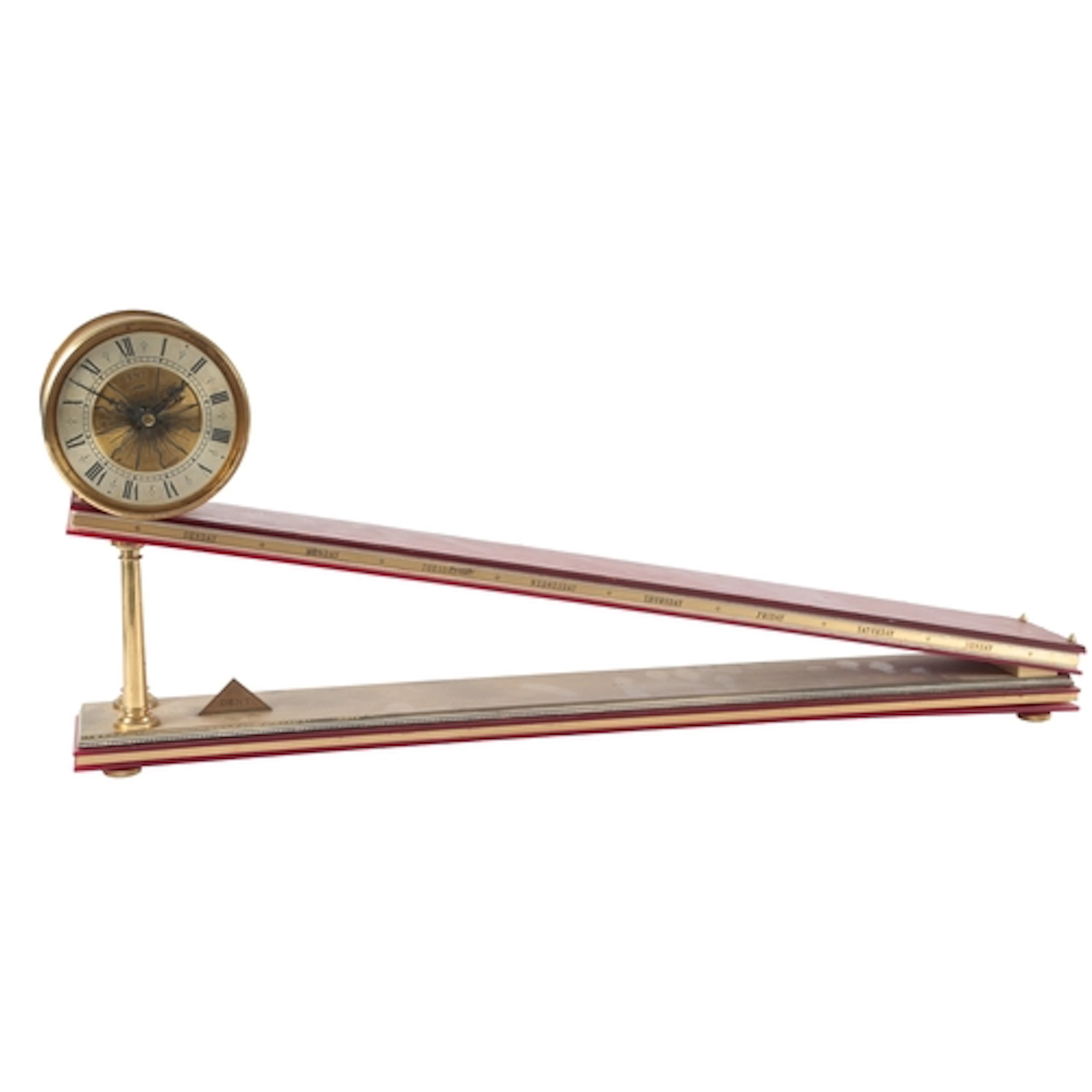 An inclined plane clock by Dent, London, 1970s, gilt brass d...