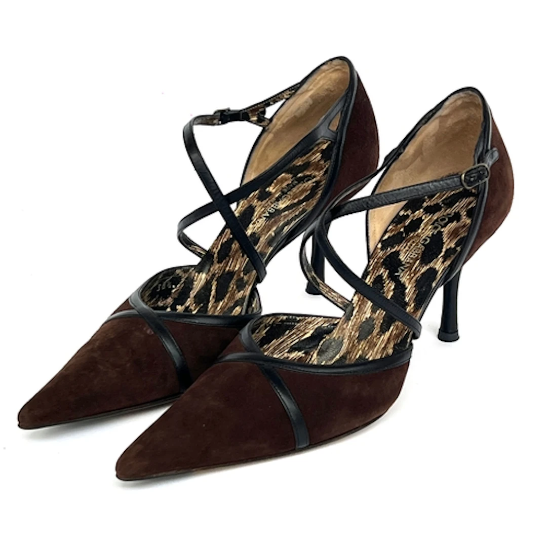 A pair of Dolce & Gabbana brown suede and leather high heele...