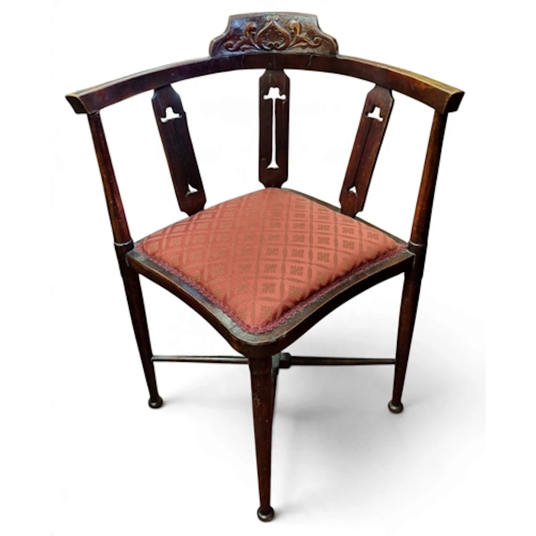 A late 19th early 20th Century Corner Chair. W 57 x SH 43 x...