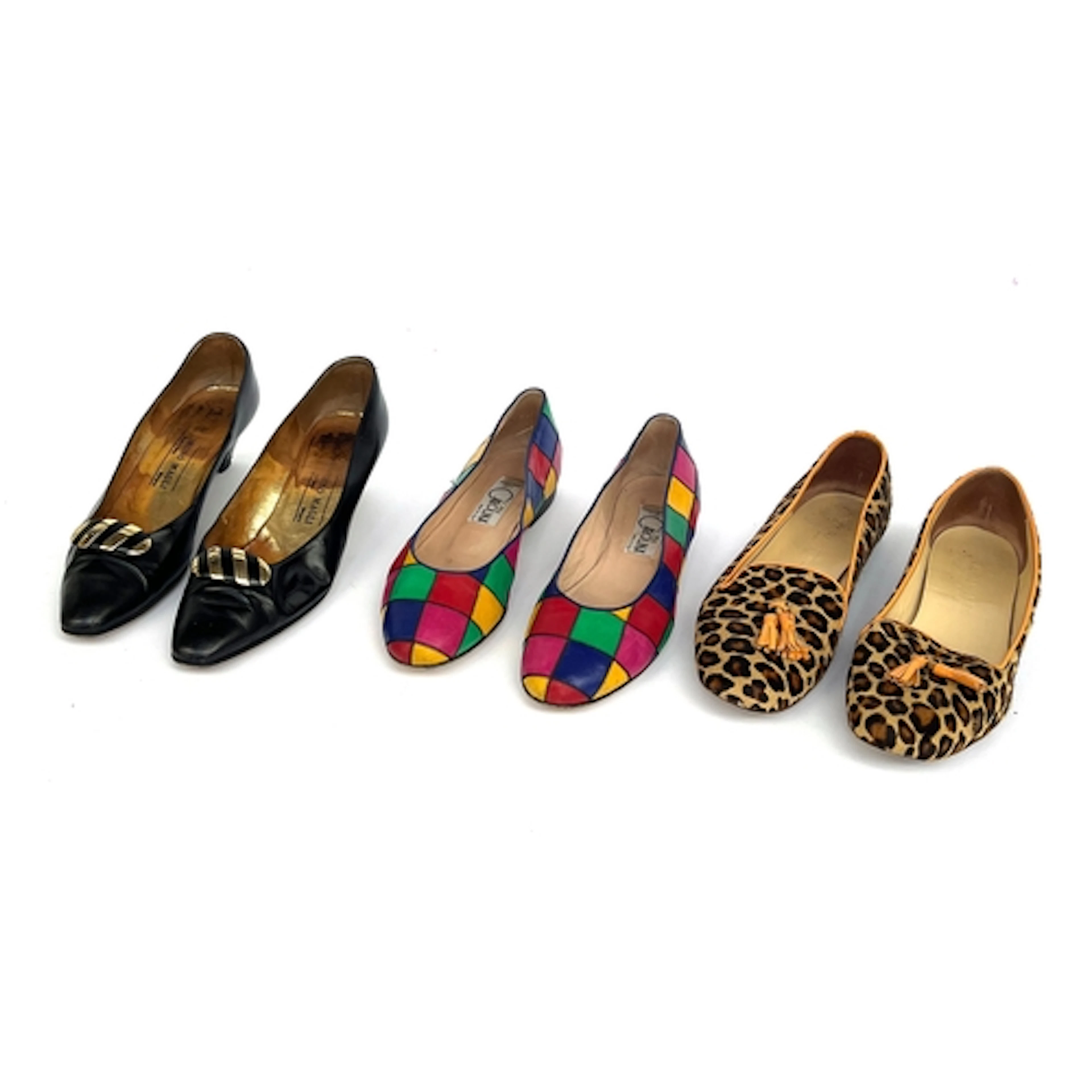 Three pairs of vintage ladies shoes: Bruno Magli black leath...
