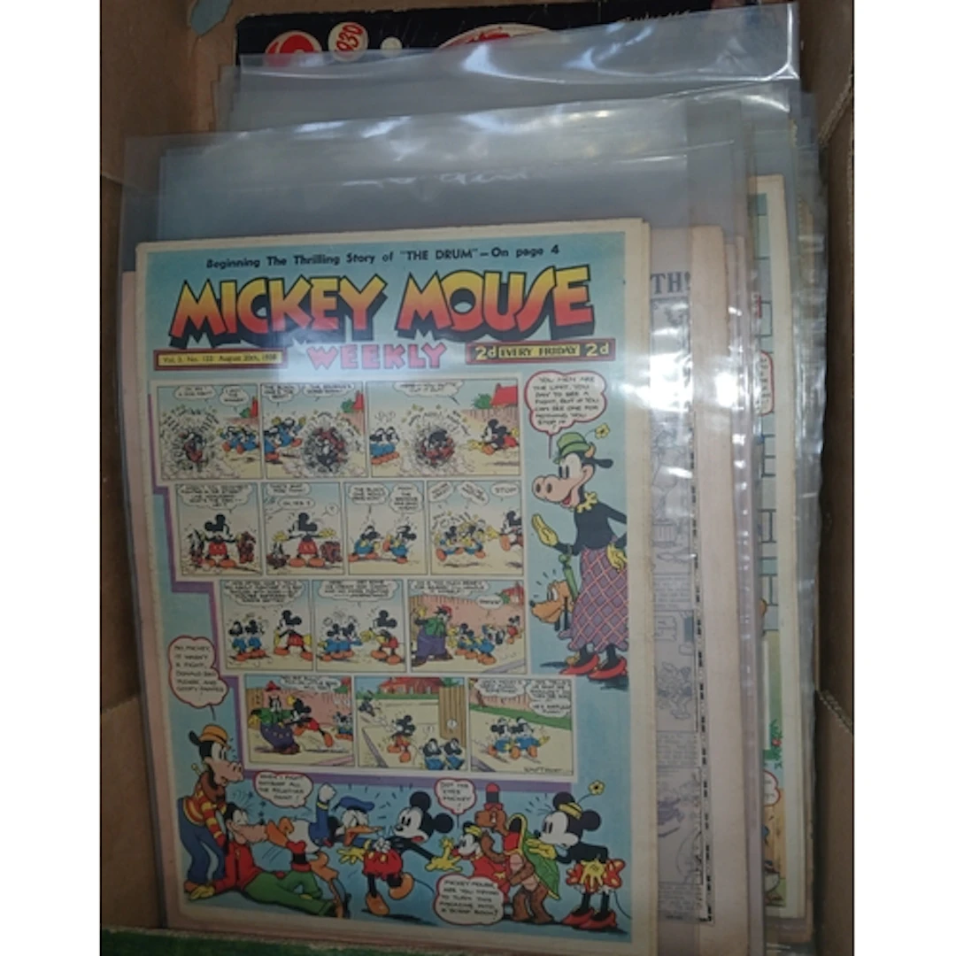 A box of assorted comics including Larks, Merry Bright, Chip...