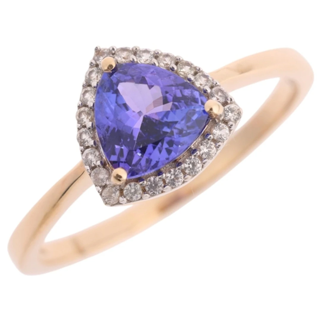 A 9ct gold tanzanite and white sapphire cluster ring, Gempor...
