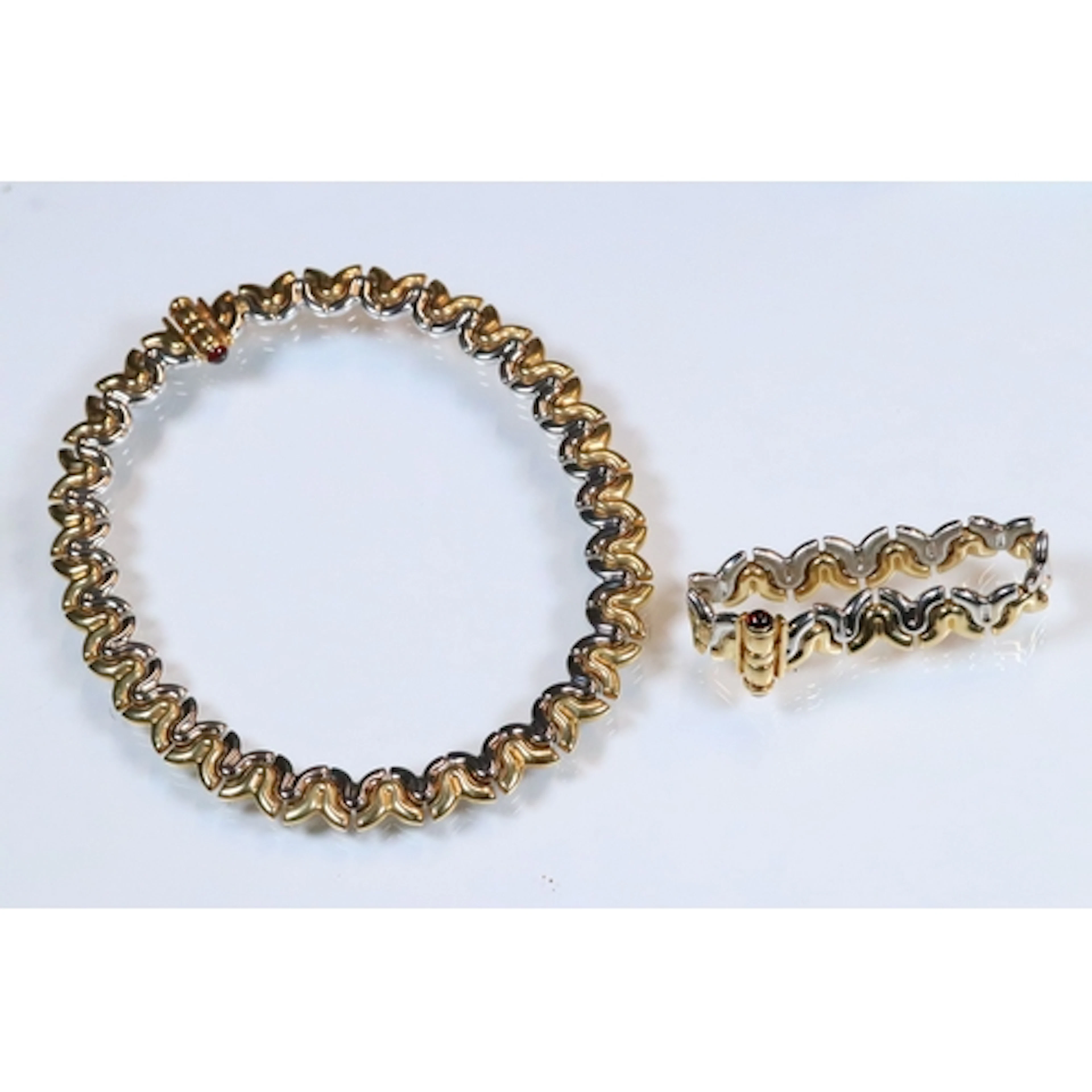 Chiampesan Italian 18ct two tone gold collar necklace and br...