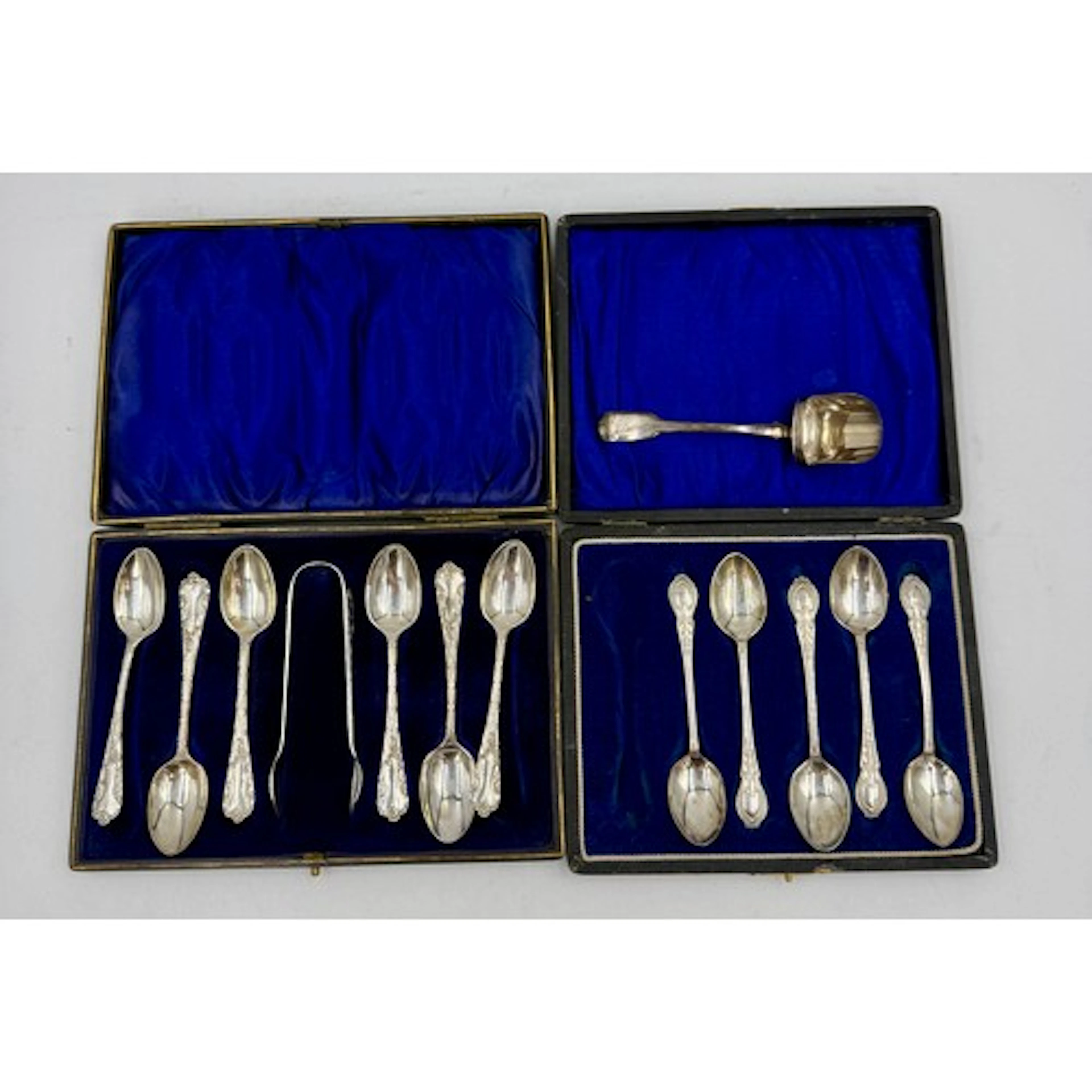 Hallmarked silver spoons to include boxed set of teaspoons w...