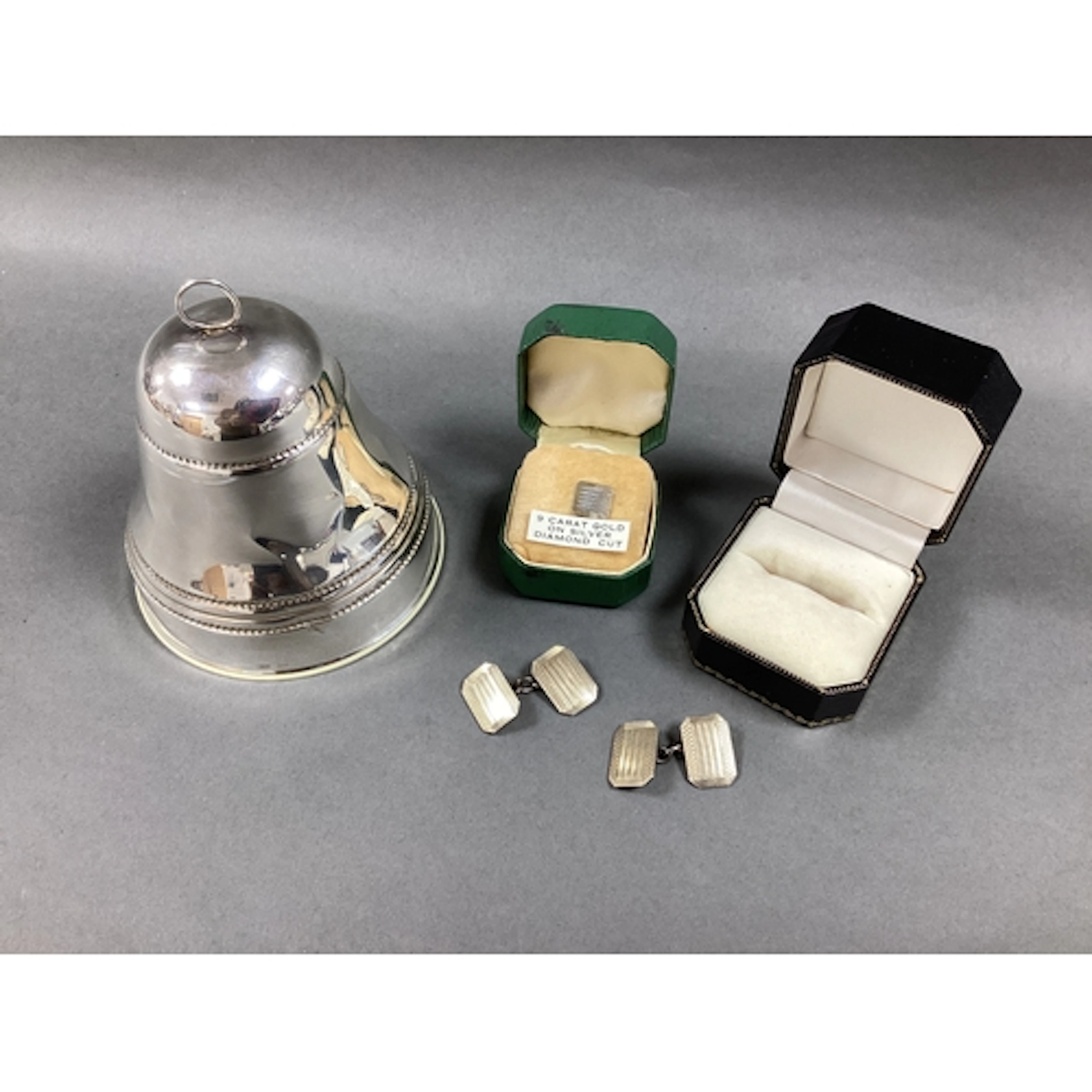 A Musical Bell, (wind-up movement), stamped "925", approxima...