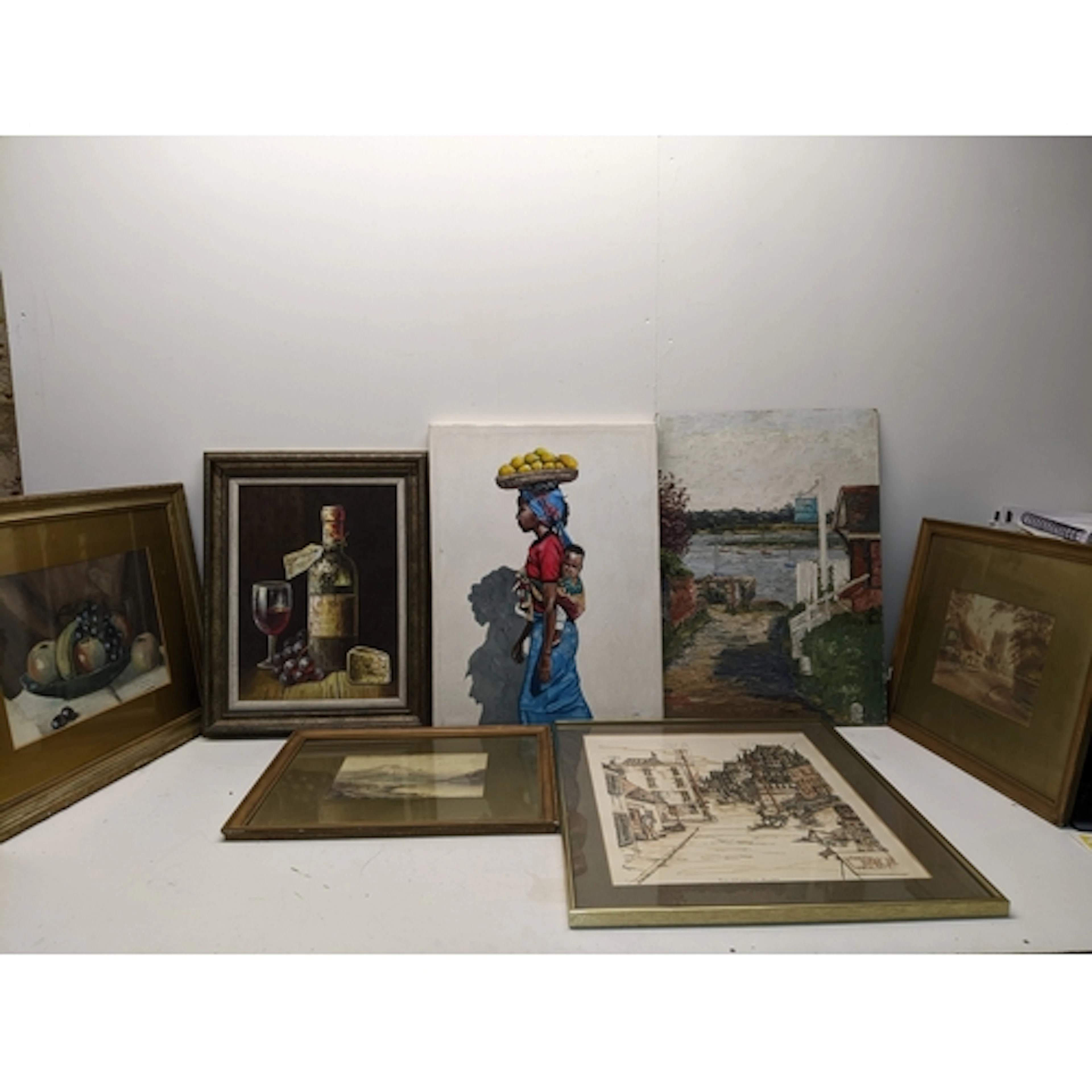 A mixed group of oil paintings and watercolours to include E...