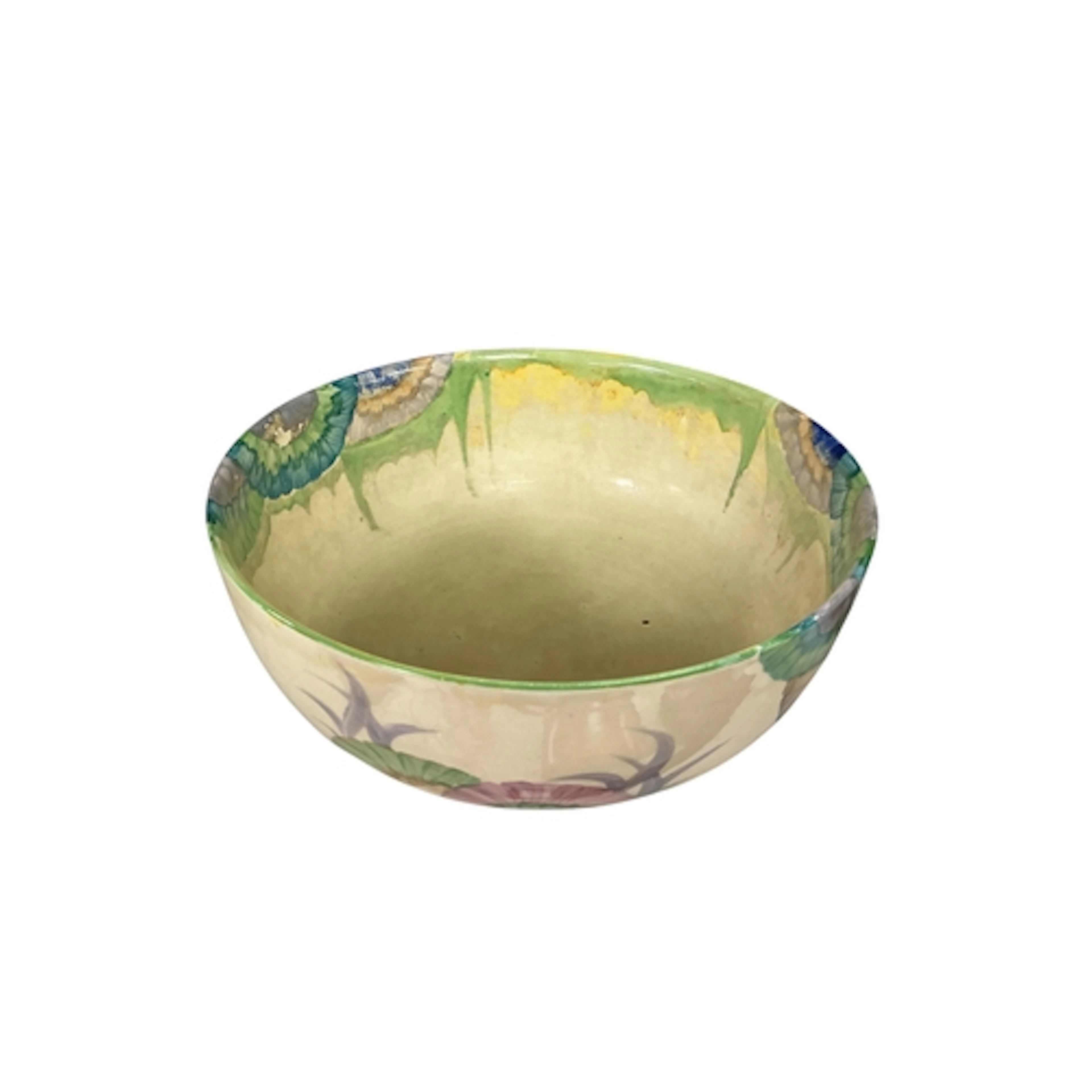 A Clarice Cliff Bizarre Visceria pattern bowl, diameter 21cm...