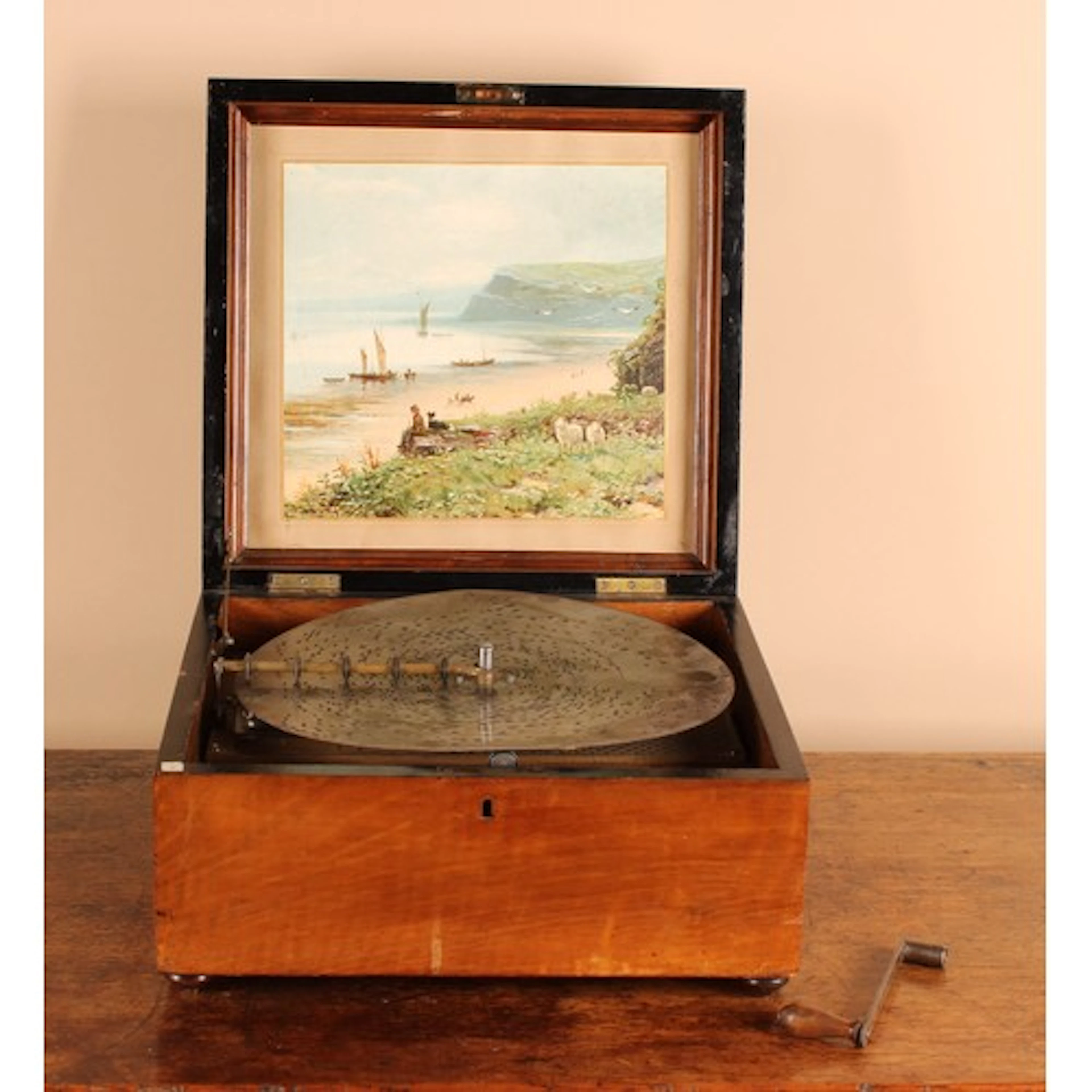 Mechanical Music - a German Kalliope table top mahogany musi...