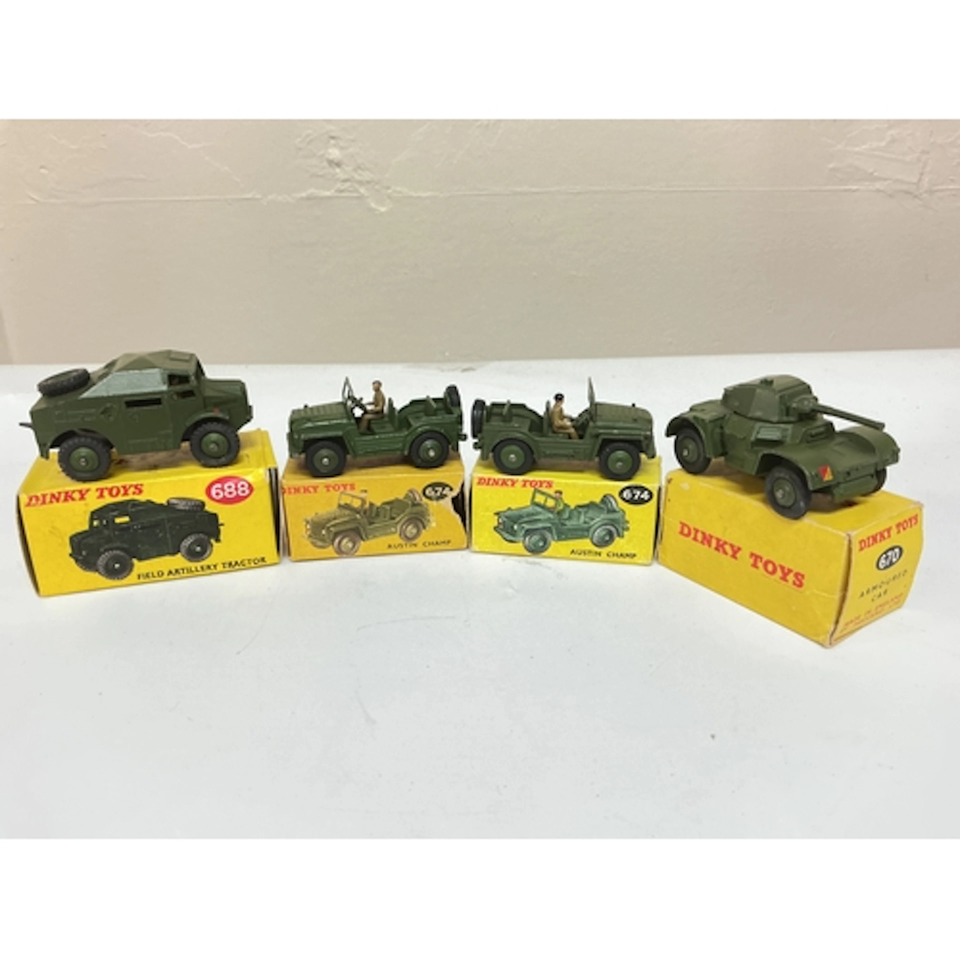 4 Boxed Dinky Military Diecast Vehicles, A Field Artillery T...