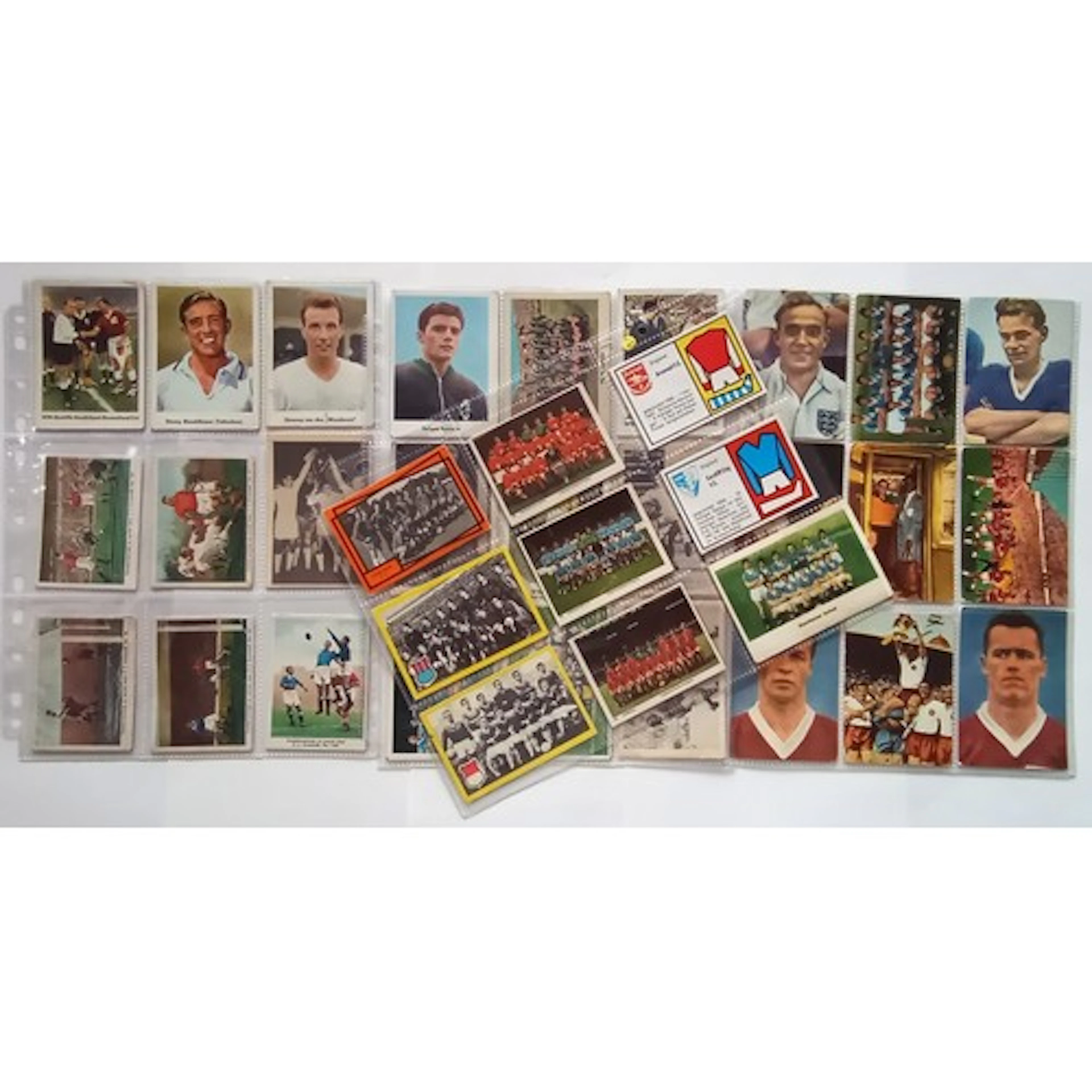 Vintage soccer cards of big-name teams, mostly British, made...