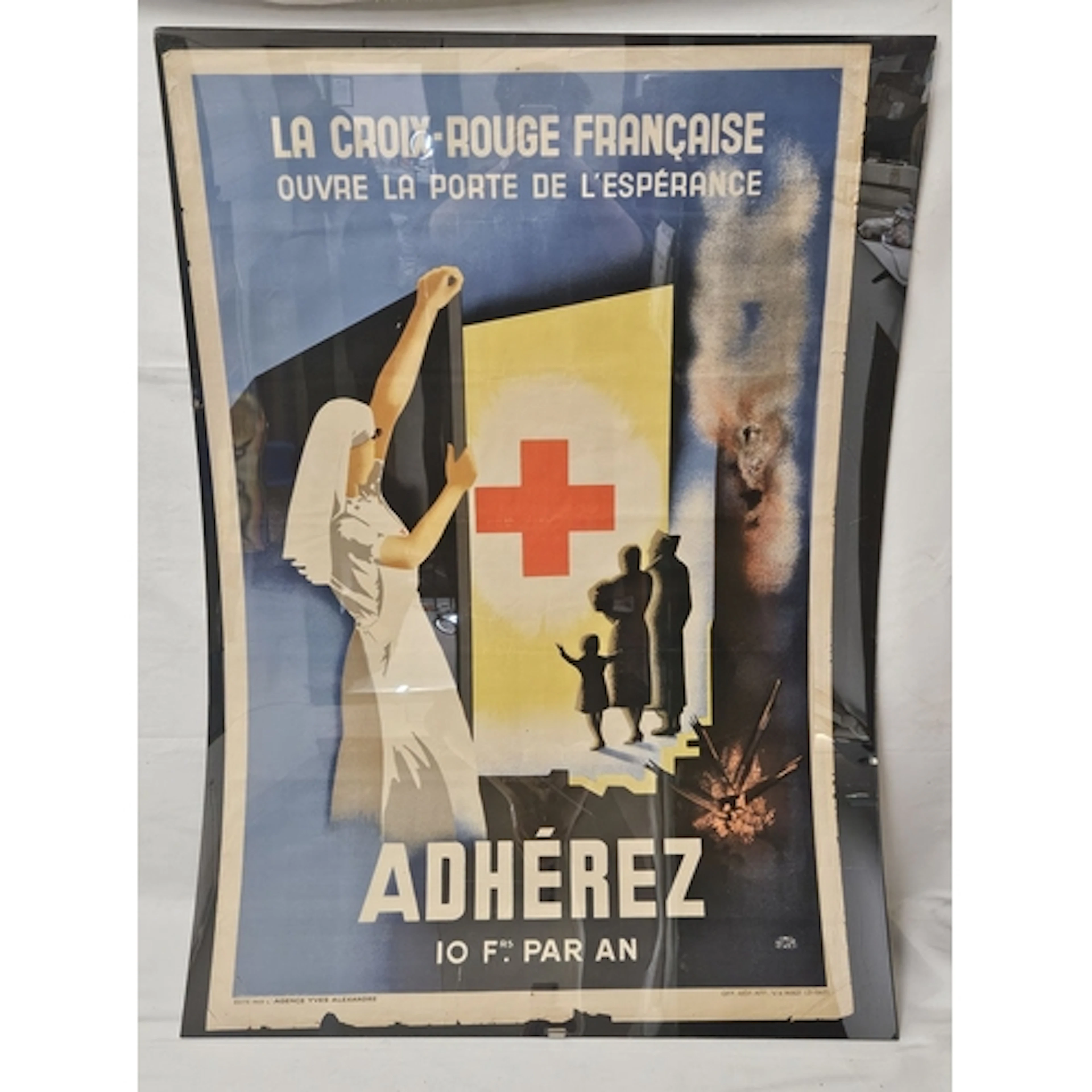 Large Original Vintage French Red Cross Poster circa 1943 ap...