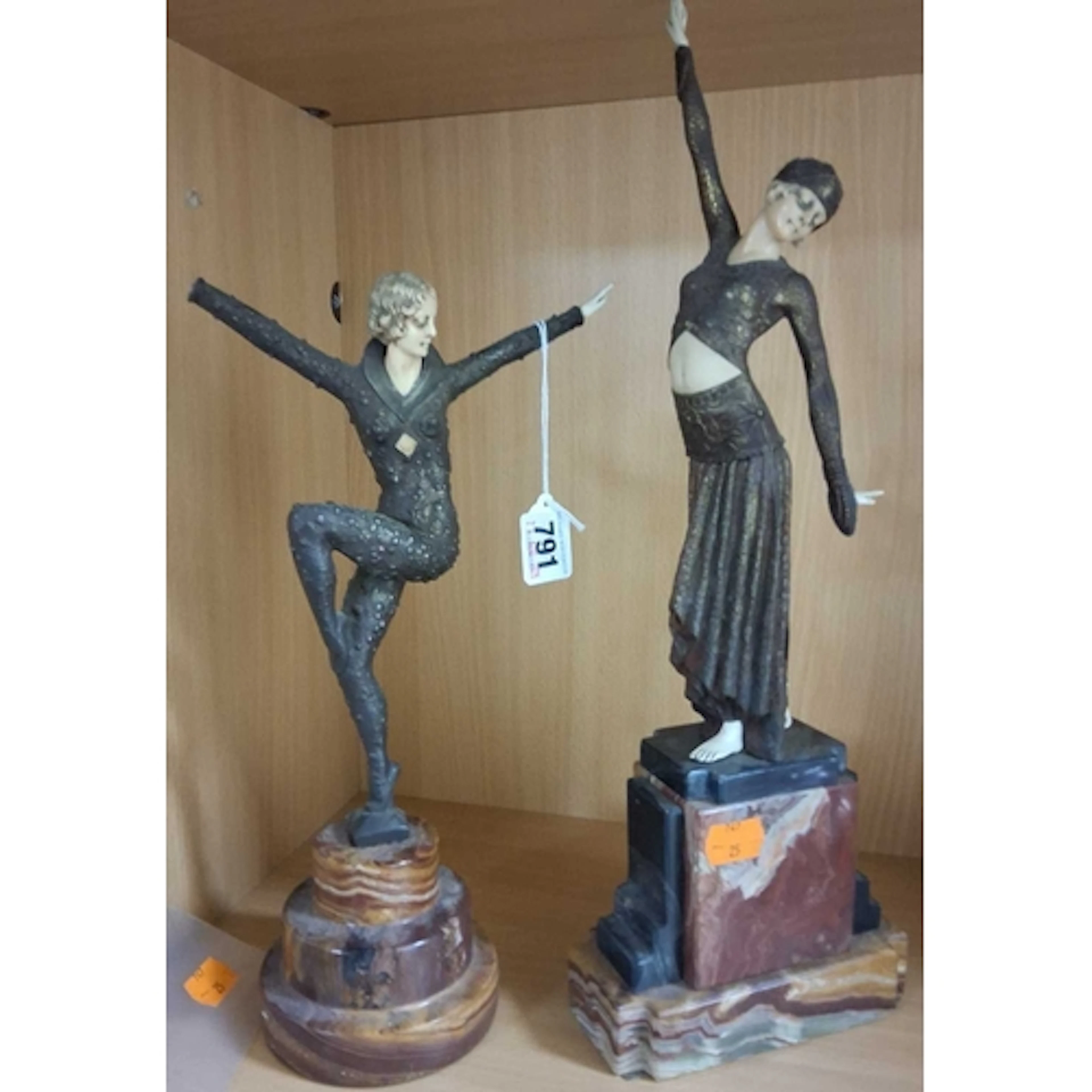 TWO ART DECO STYLE FIGURES OF DANCERS, after Demetre Chiparu...