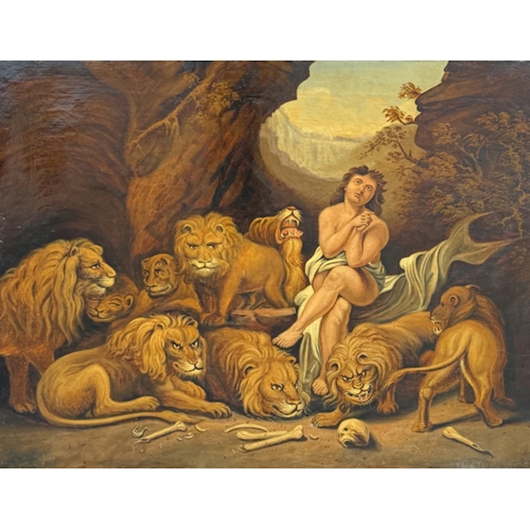 AFTER SIR PETER PAUL RUBENS: DANIEL IN THE LIONS DEN Oil on ...