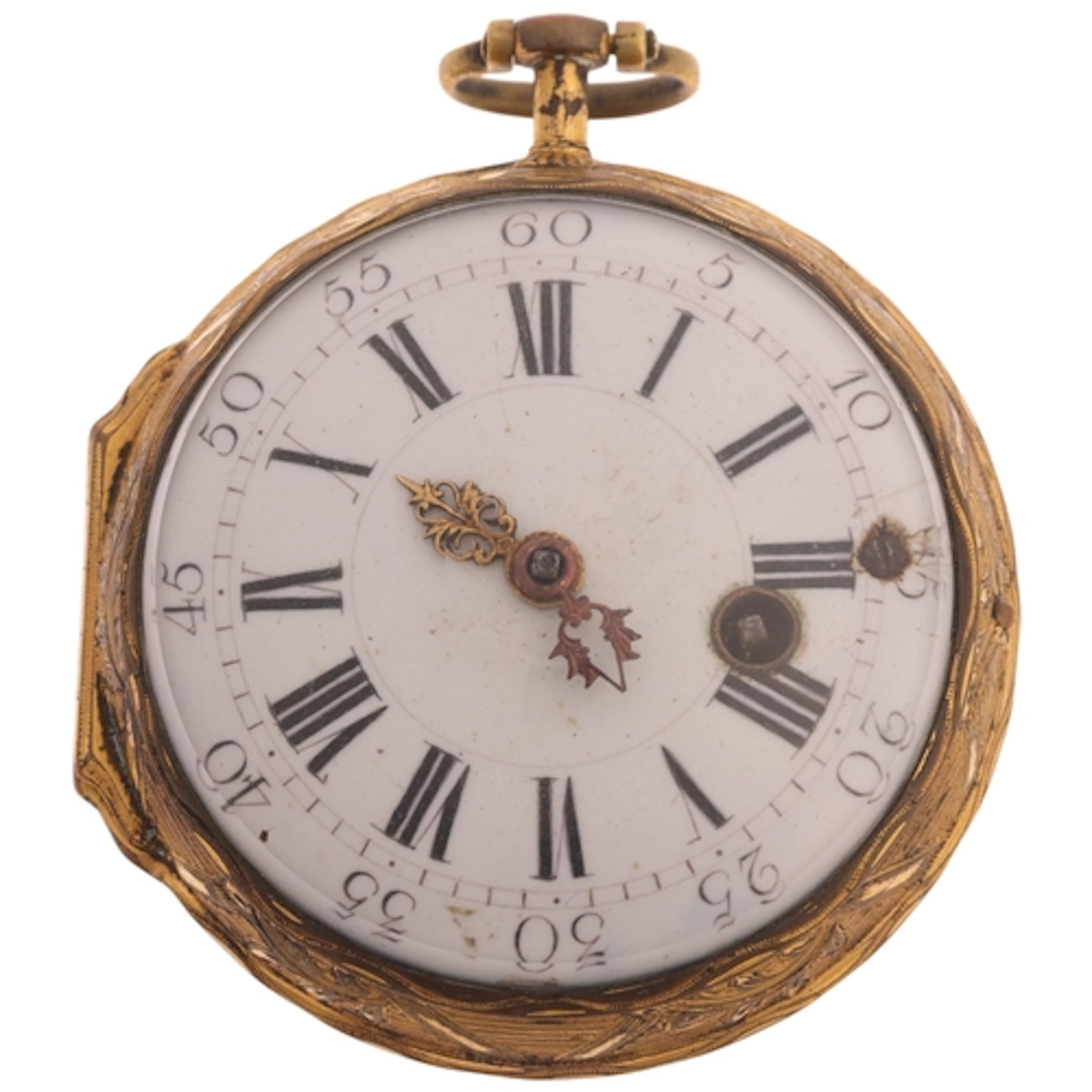 A French 18th century gilt-metal open-face key-wind verge po...