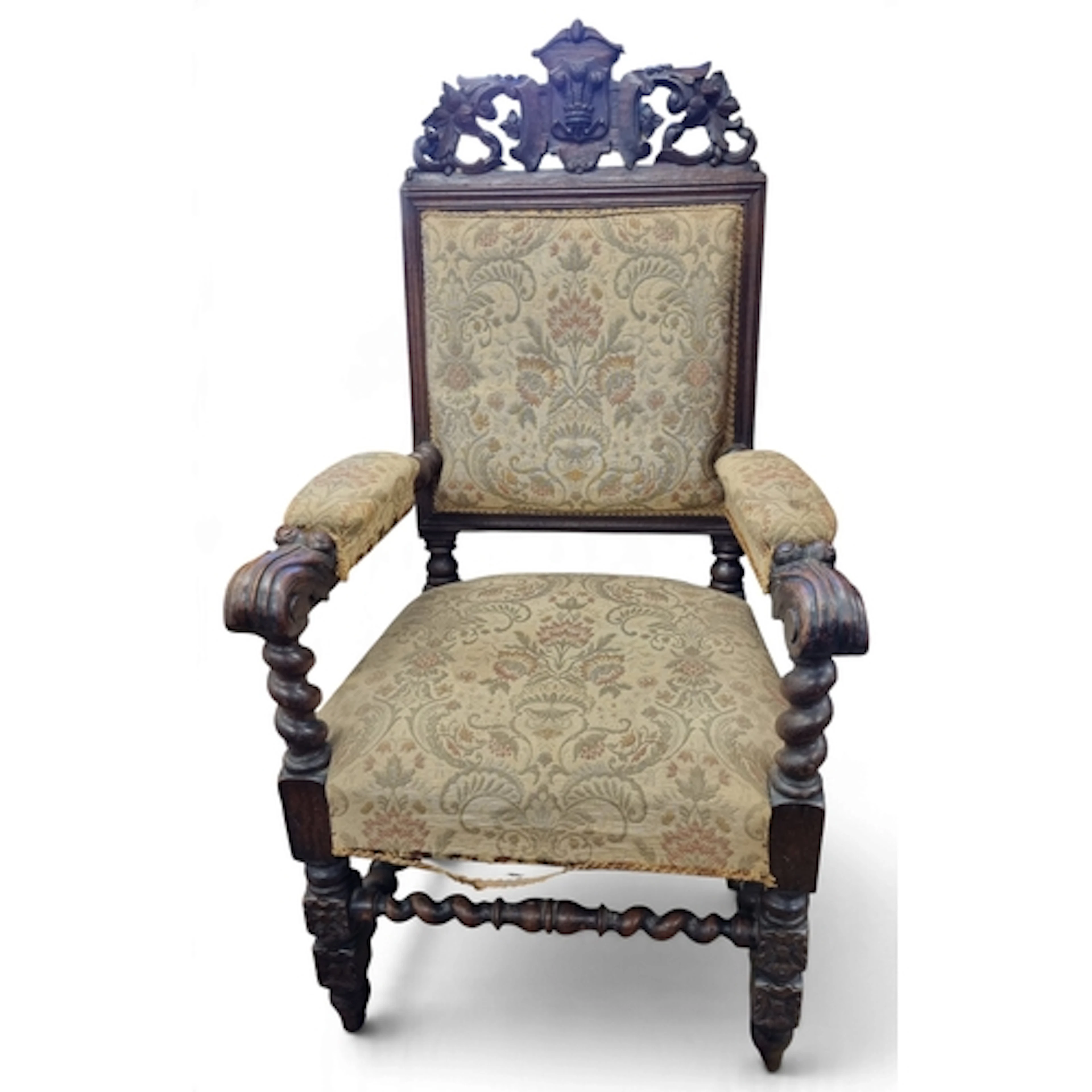 A good 19th Century Oak Bishops Chair with highly carved Fle...