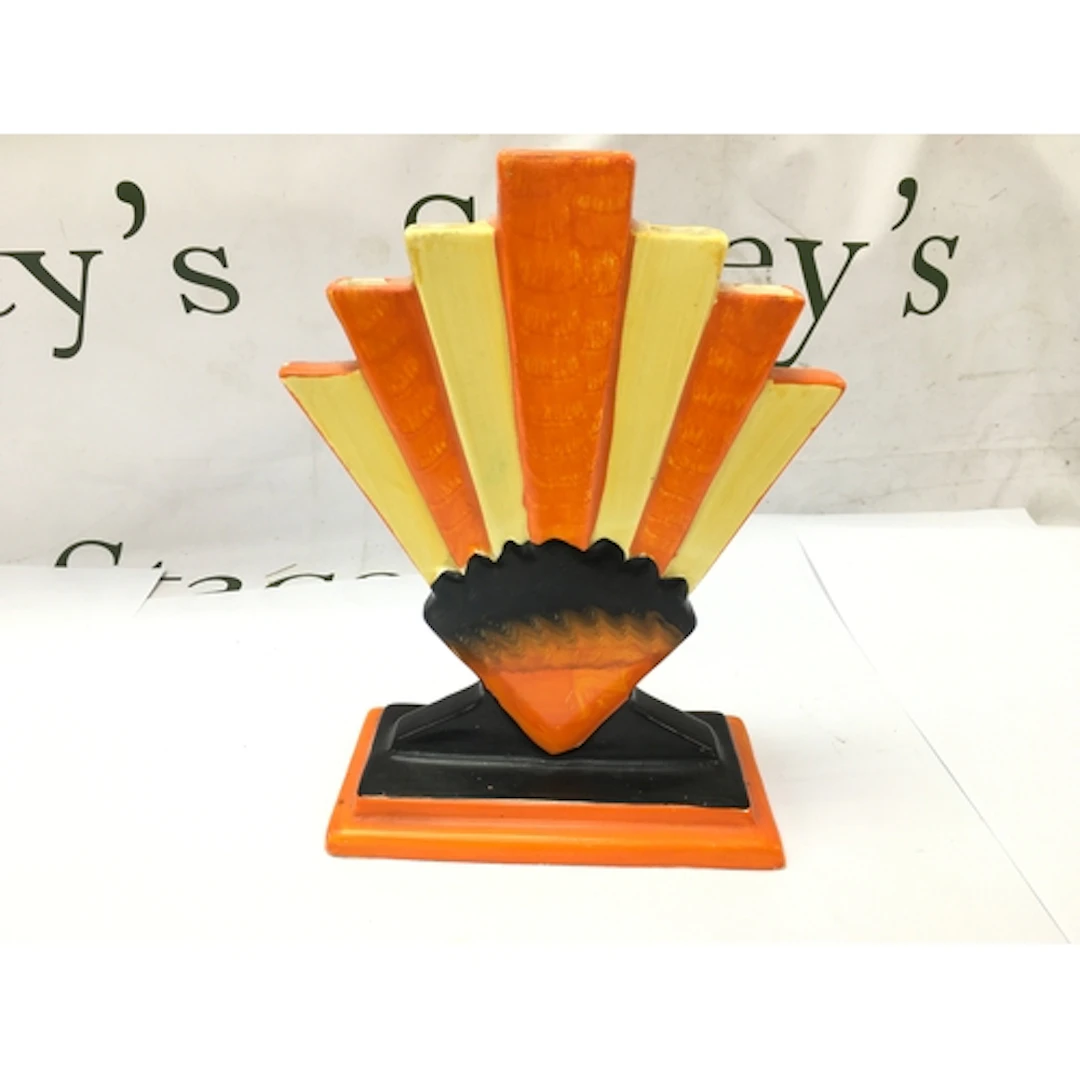 Art Deco hand painted fan vase made by Myott Son & Co (p...