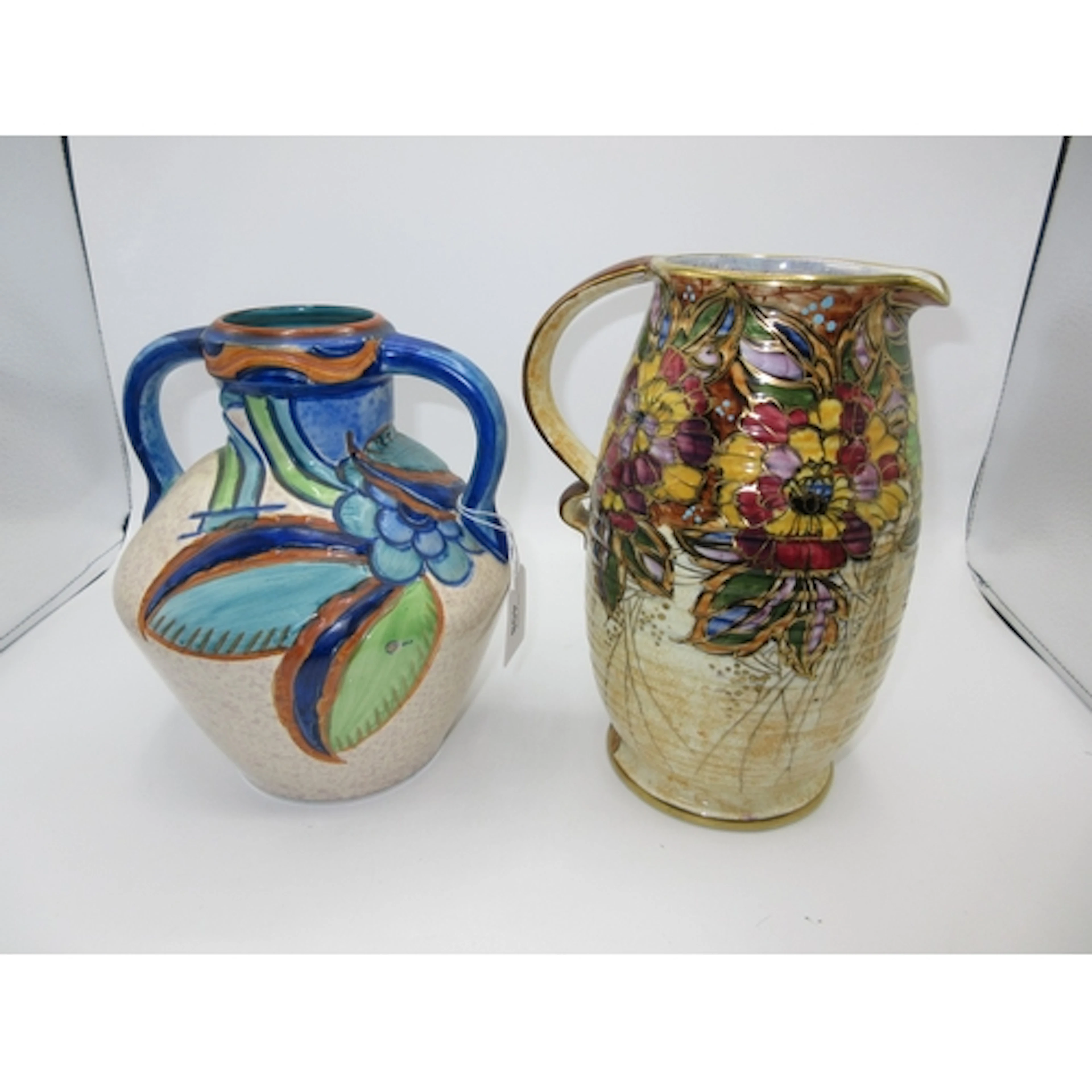 Royal Winton Jug, 22cm, and an Art Deco Moulded Floral Vase,...