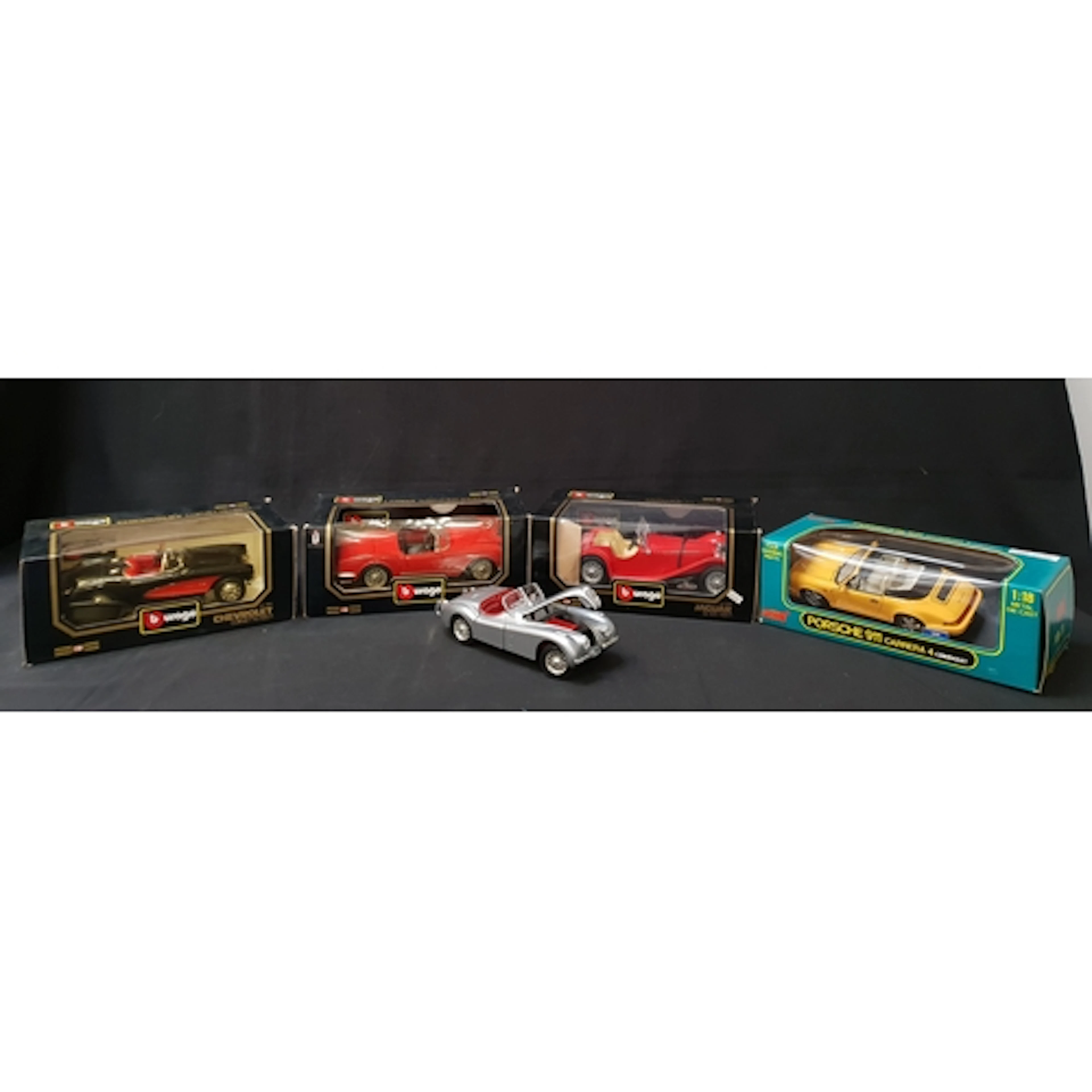 COLLECTION OF THREE BOXED BURAGO DIE CAST SCALE MODEL CARS c...