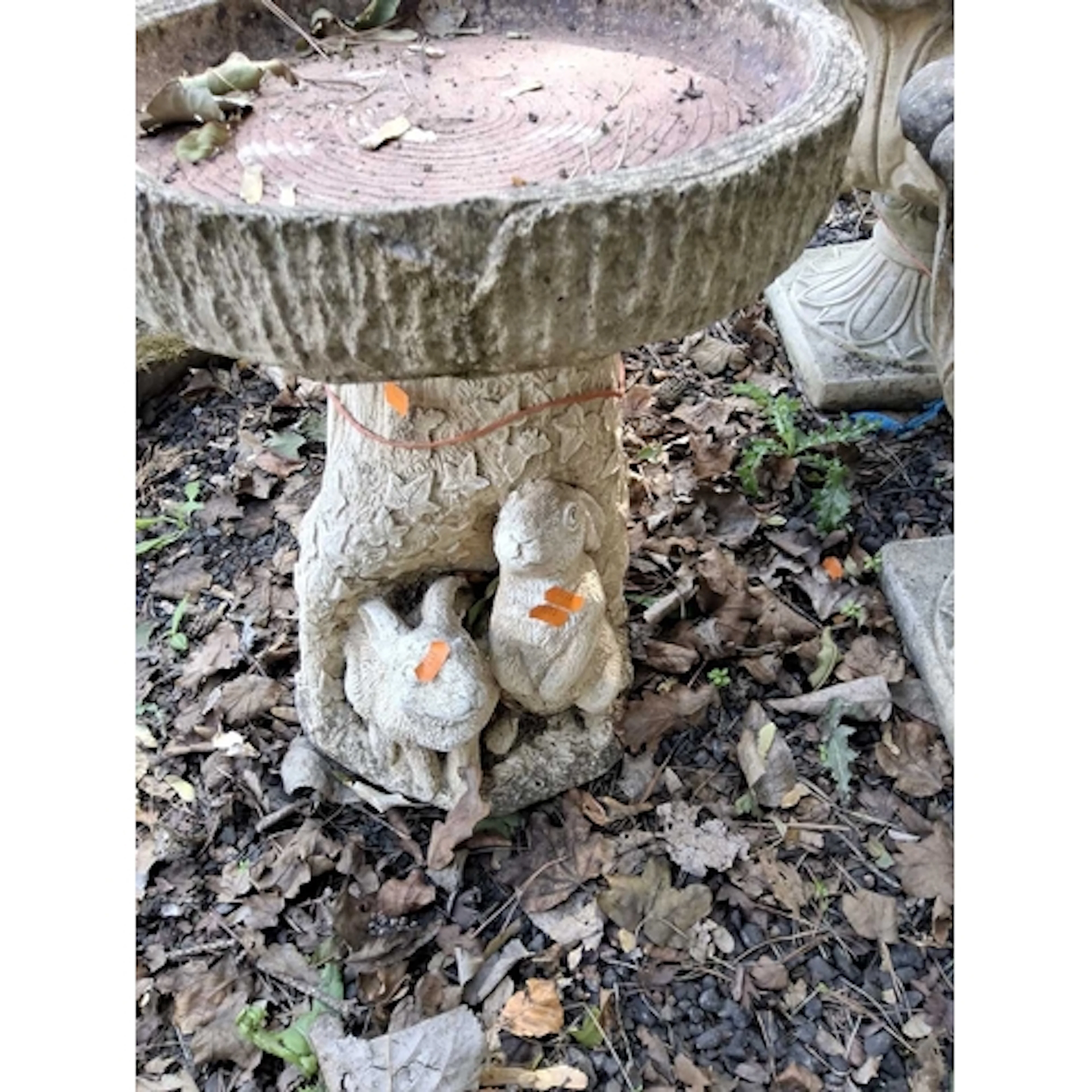 TWO NOVELTY CONCRETE GARDEN ORNAMENTS including a birdbath i...