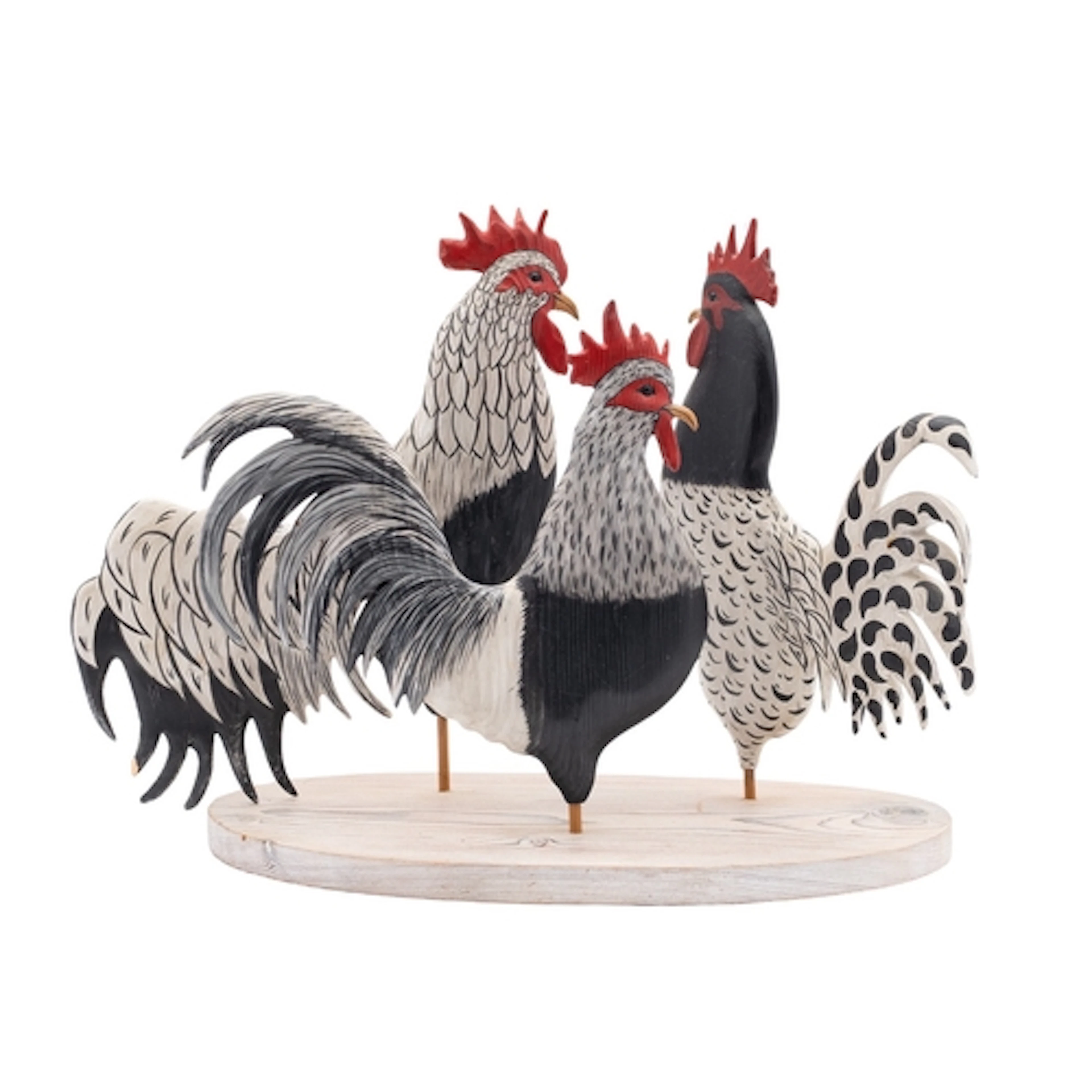 Judith Nicoll [Contemporary] Chickens a carved and painted s...