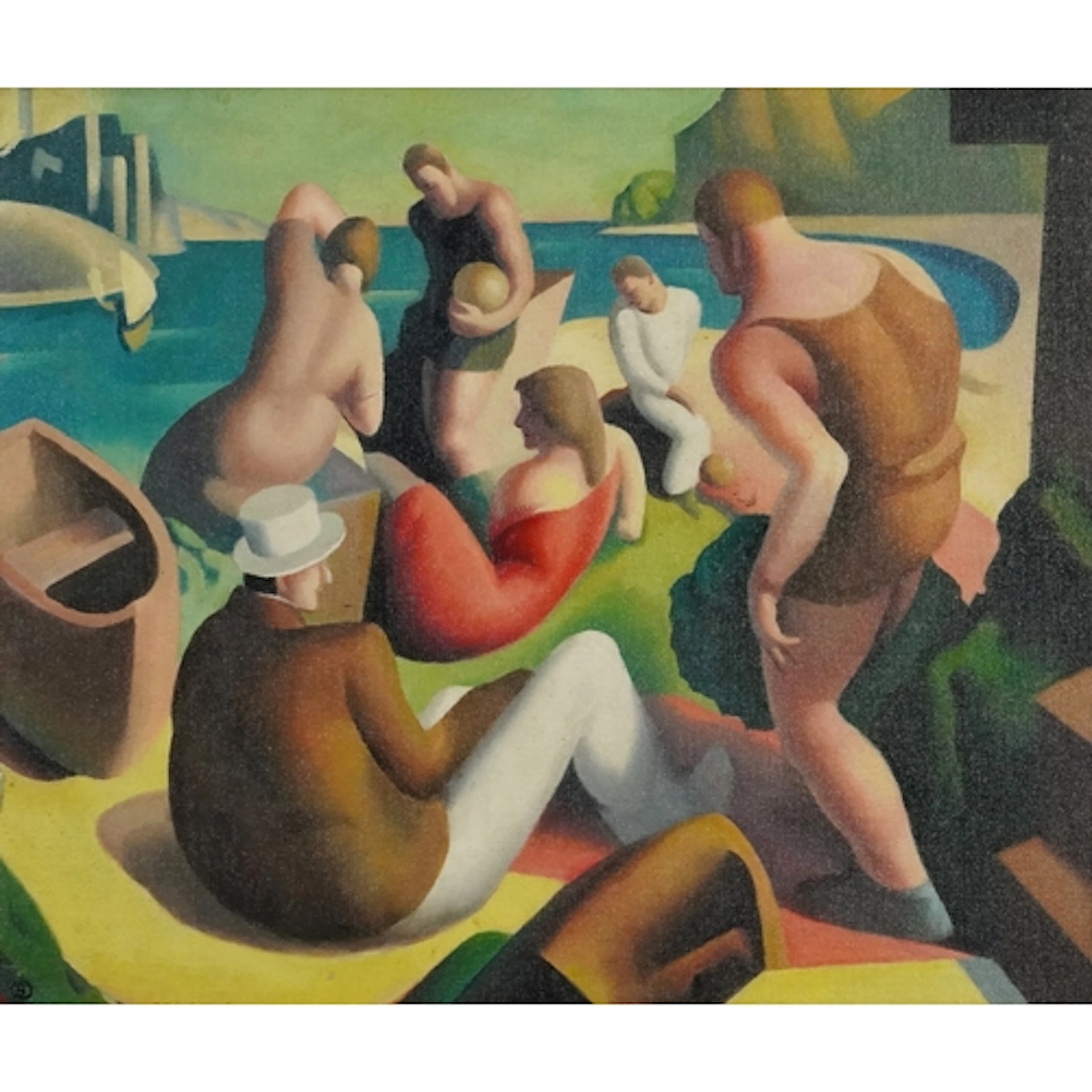Manner of Thomas Hart Benton - Beach scene, American school ...