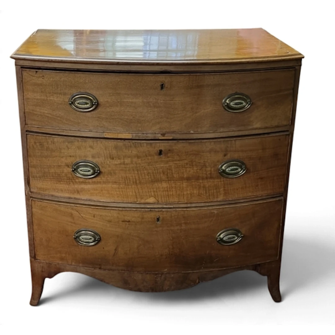 A Georgian Mahogany bow fronted Chest of Drawers of neat pro...