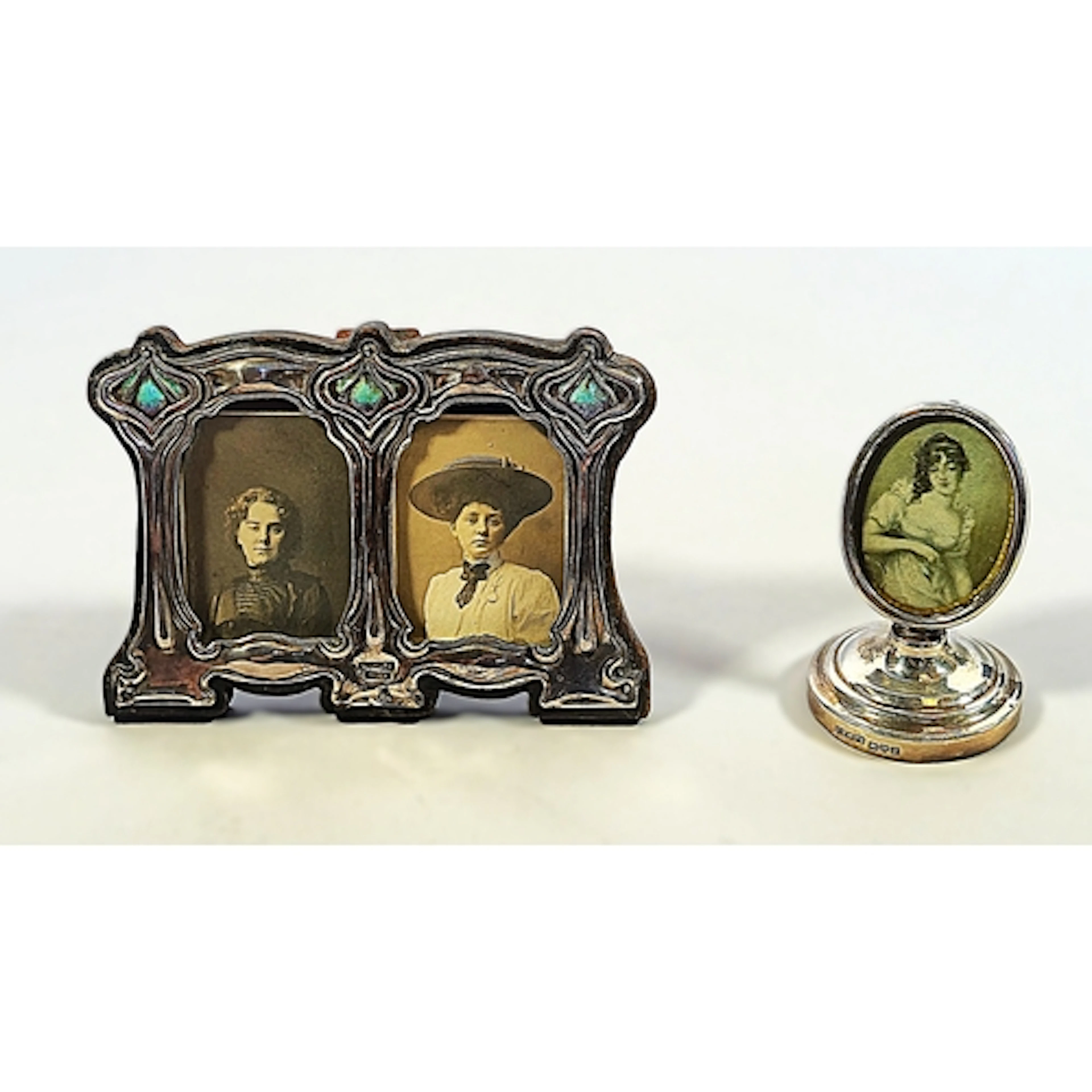 Art Nouveau design sterling silver mounted and enamel small ...