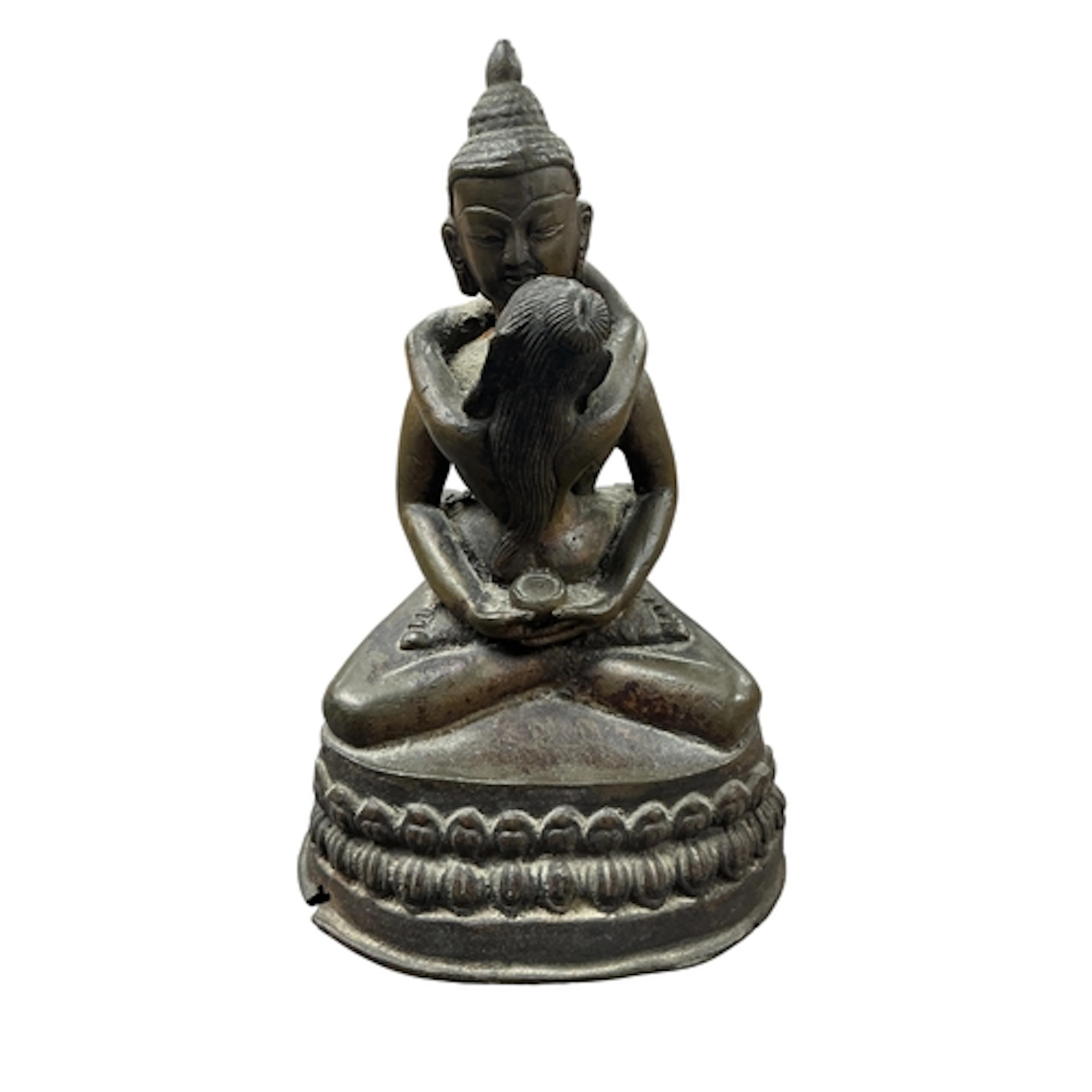 A small bronze Tibetan Buddhist figure of Yab-Yum, 15cm high...