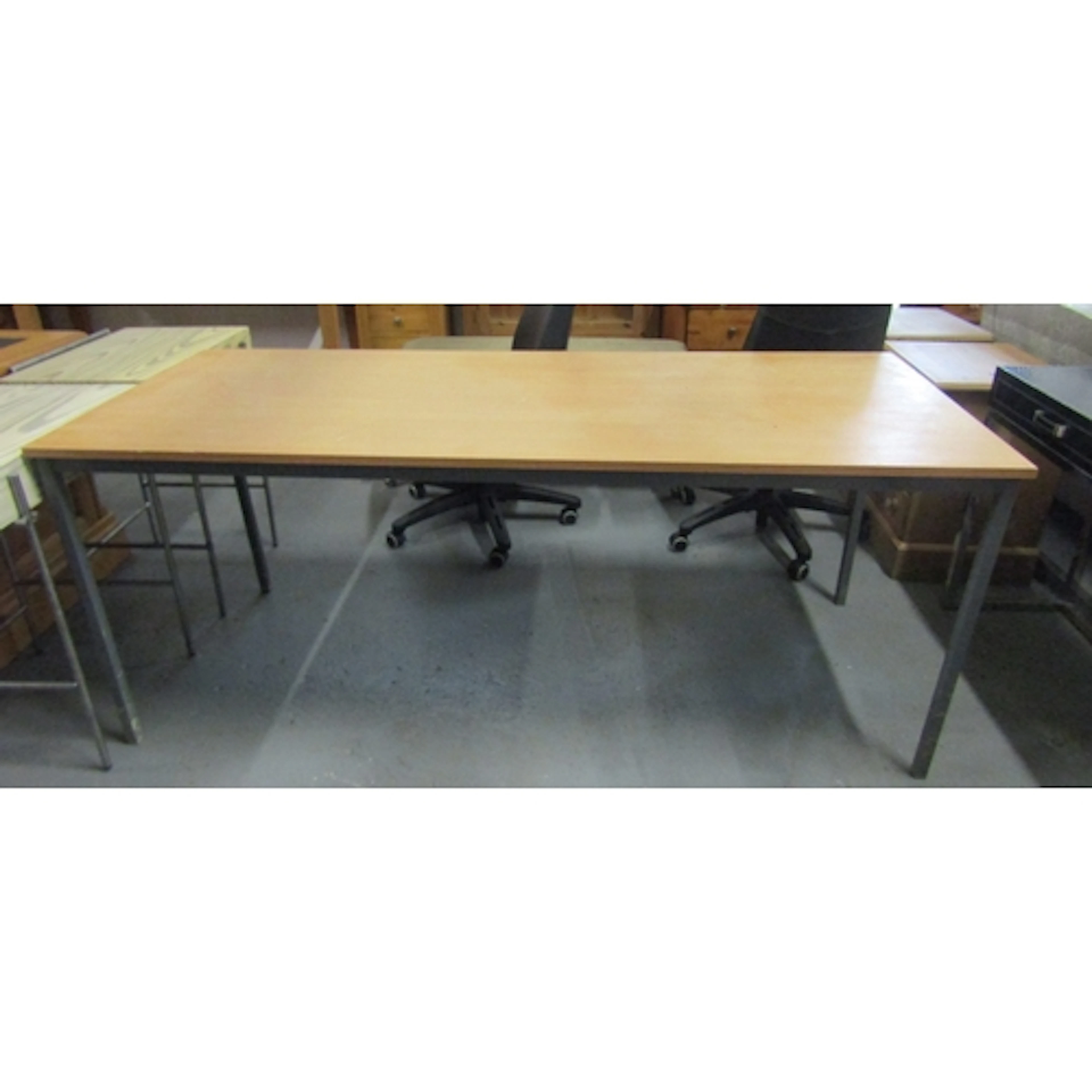 Beech Top Rectangular Table Iron Frame Base Approximately 6f...