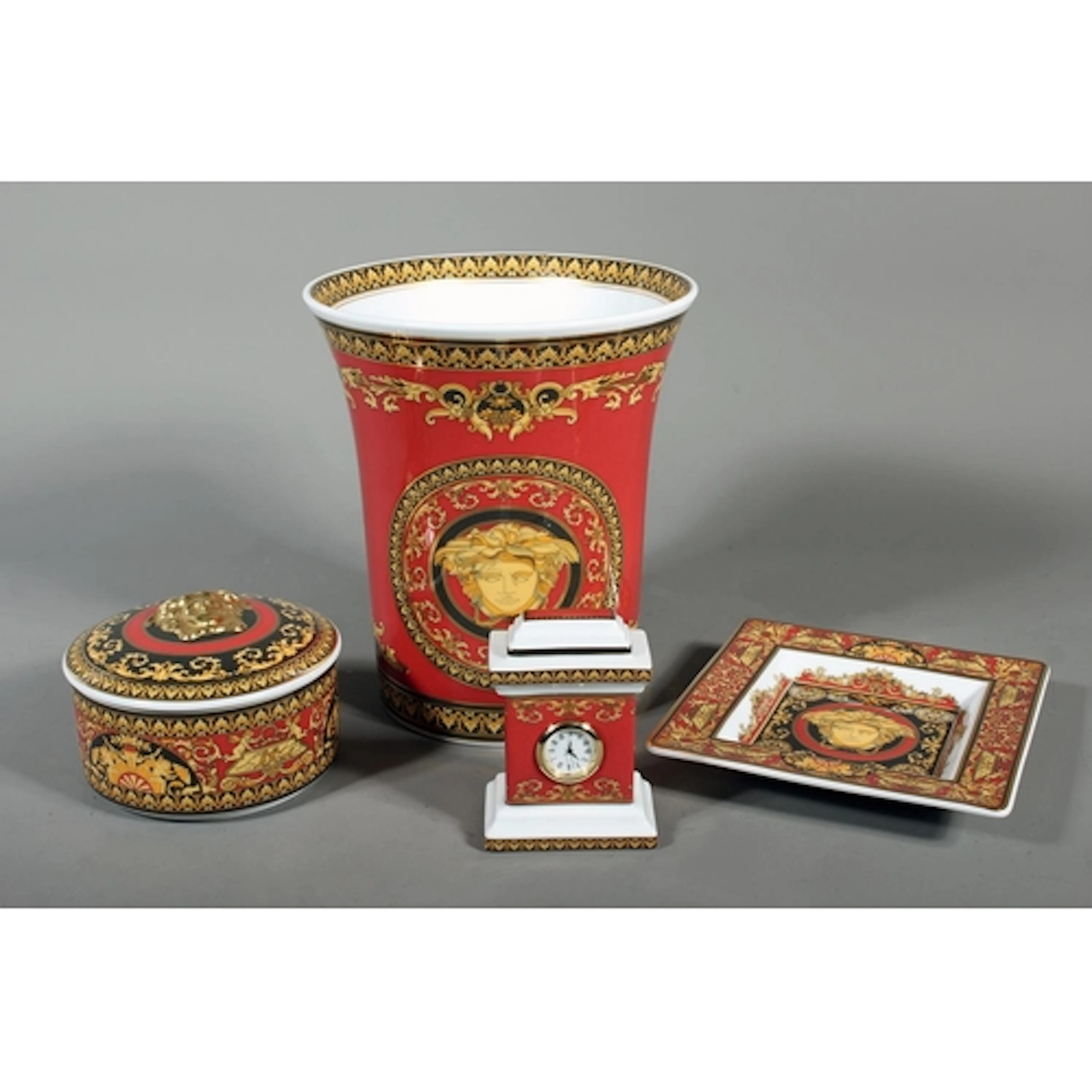 Rosenthal Versace Medusa red, black and gold decoration vase...