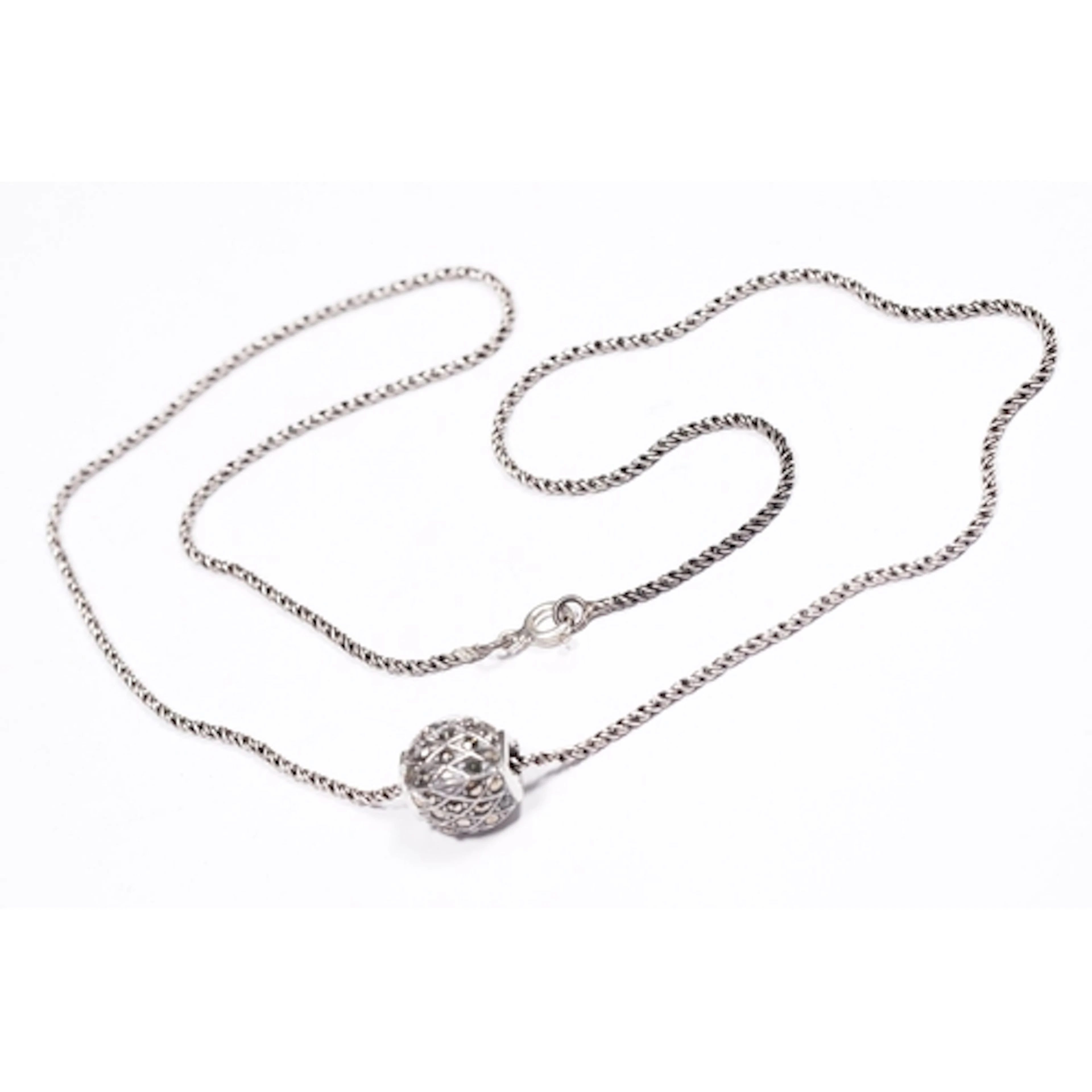 Silver and marcasite ball style necklace.