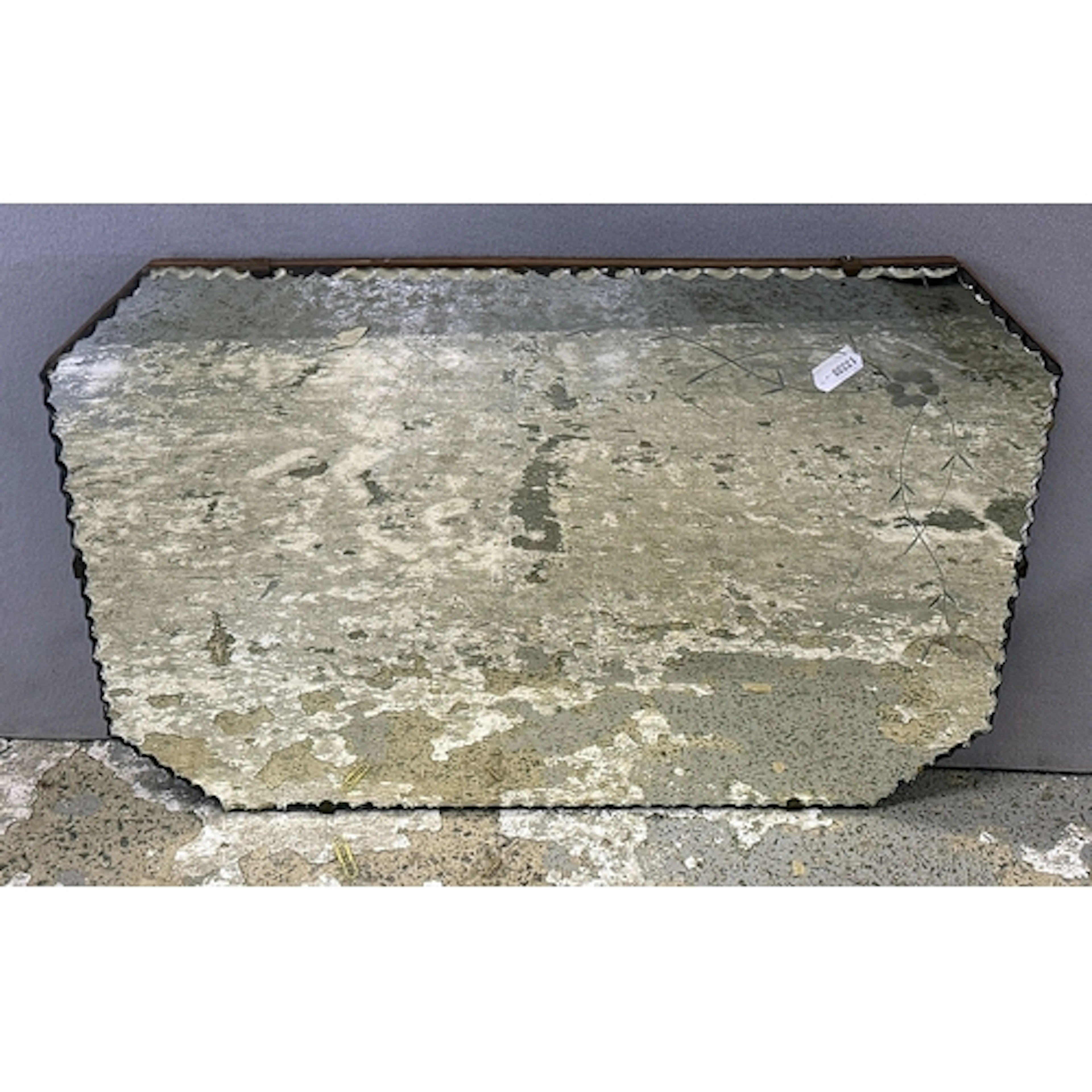 Frameless Antique Mirror with crimped edge, canted corners, ...