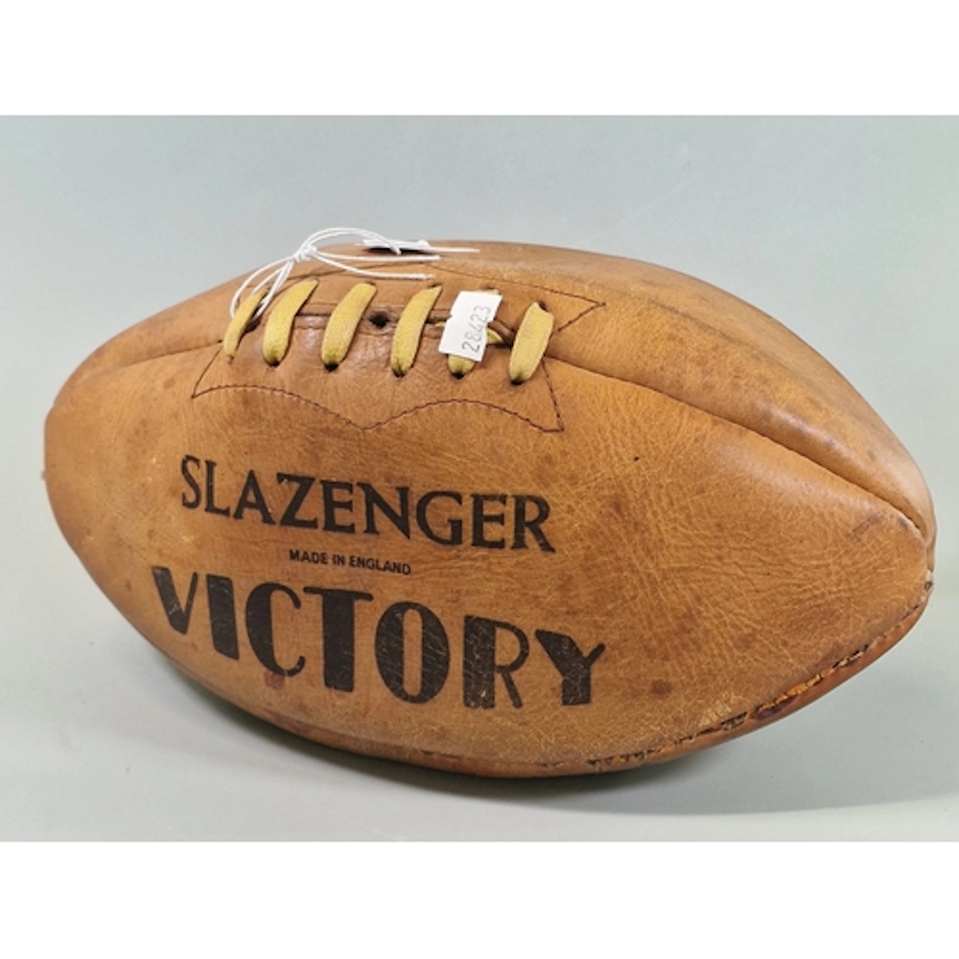 Vintage Slazenger 'Victory' leather rugby ball, signed by me...