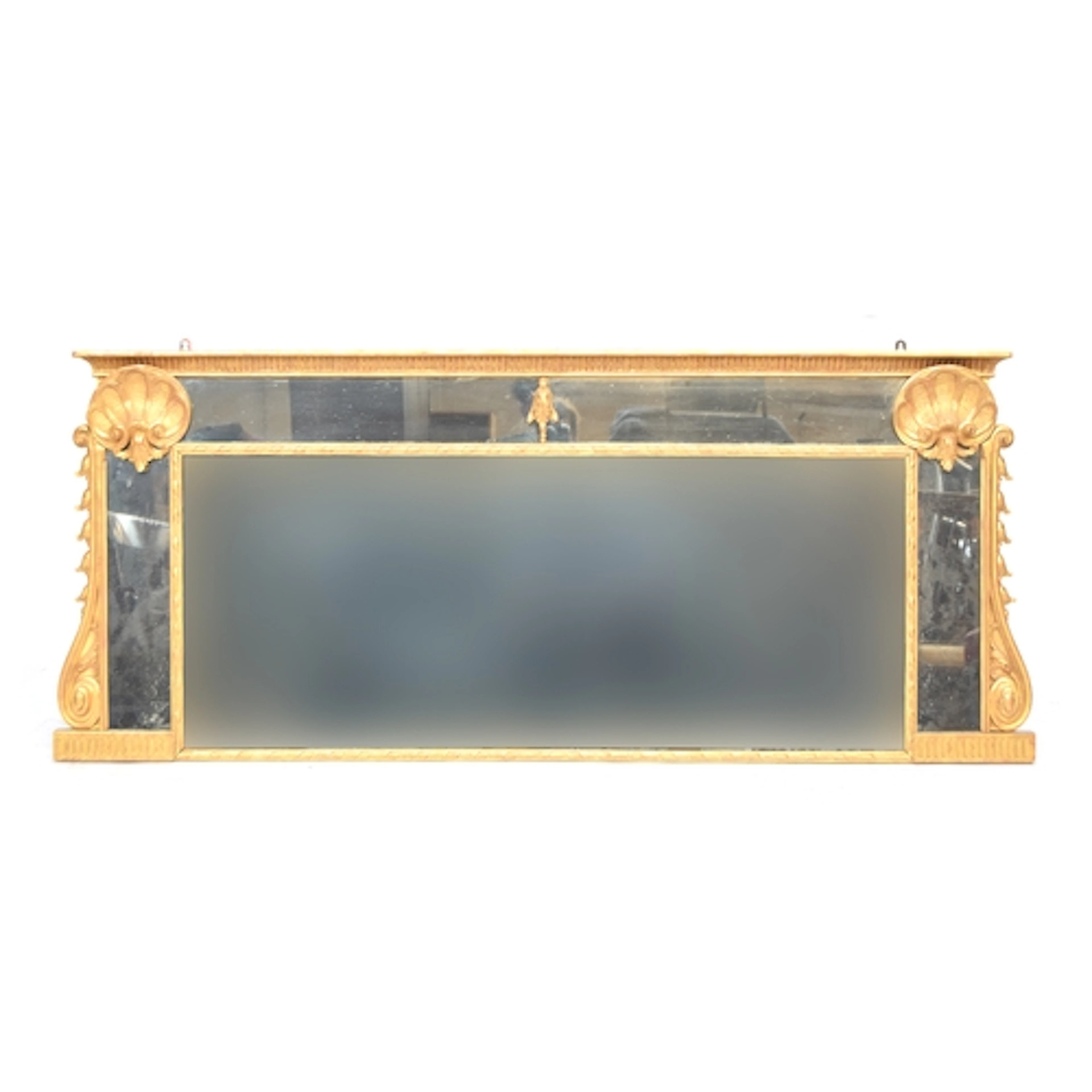 A 19th century gilt gesso overmantel mirror, with central me...