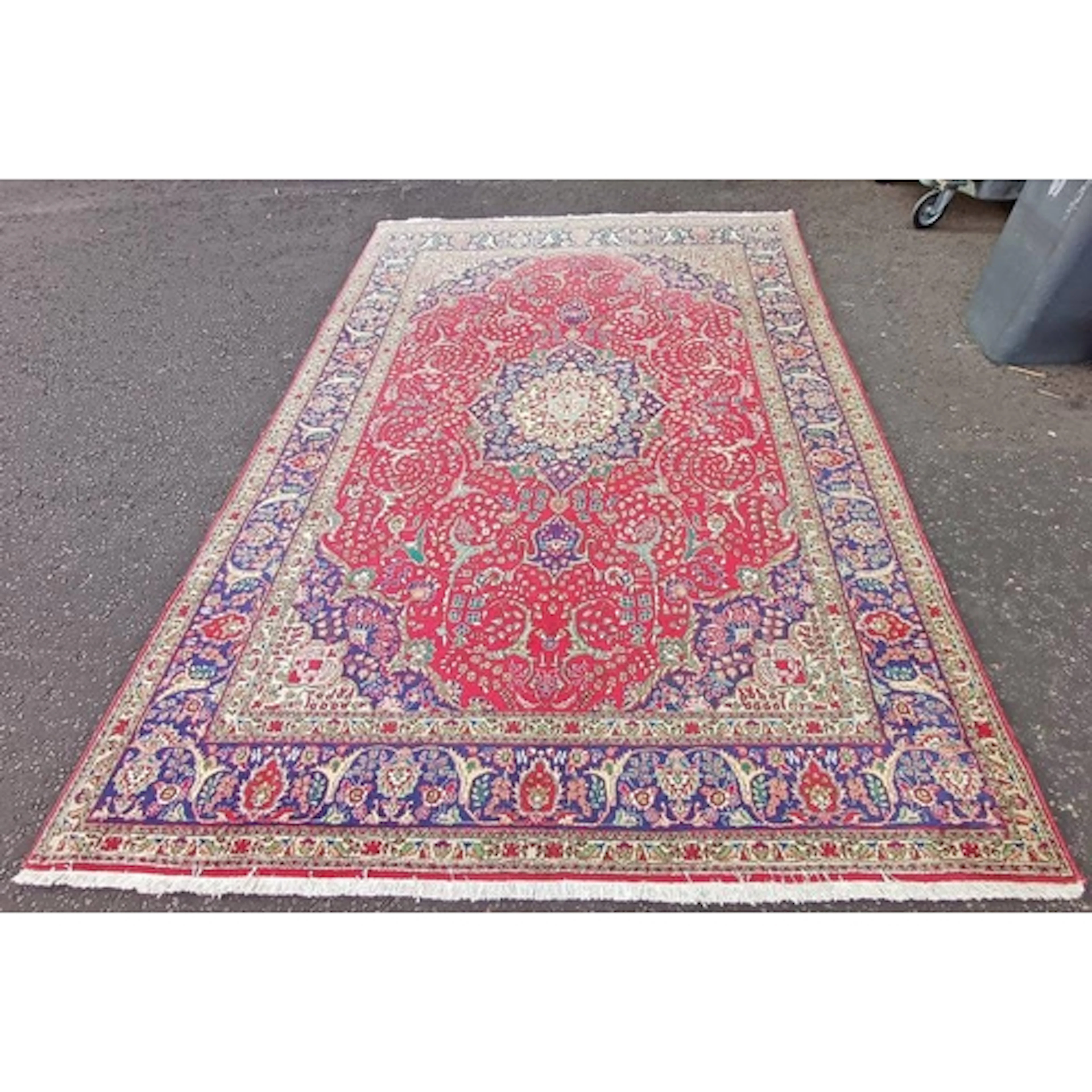 FINE HAND WOVEN RICH RED GROUND PERSIAN TABRIZ CARPET WITH T...